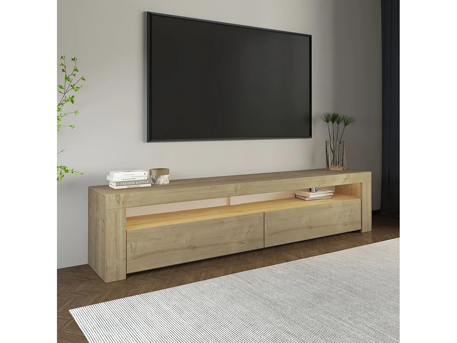 Meuble TV en bois "Bati" - 150 x 36 x 46 cm - Beige