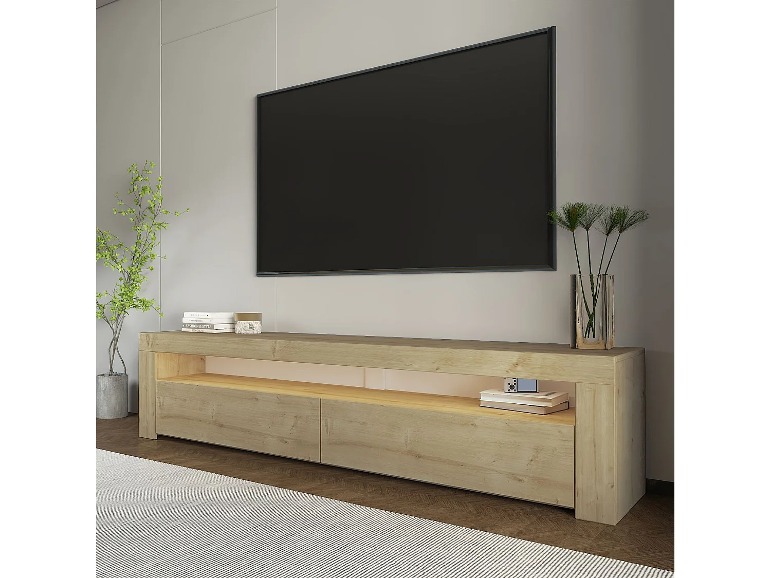 Meuble TV en bois "Bati" - 150 x 36 x 46 cm - Beige