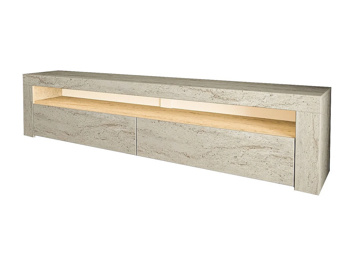 "Bati" Houten TV-standaard - Travertin - LED-verlichting - 150 x 36 x 46 cm - Hanah Home Collectie