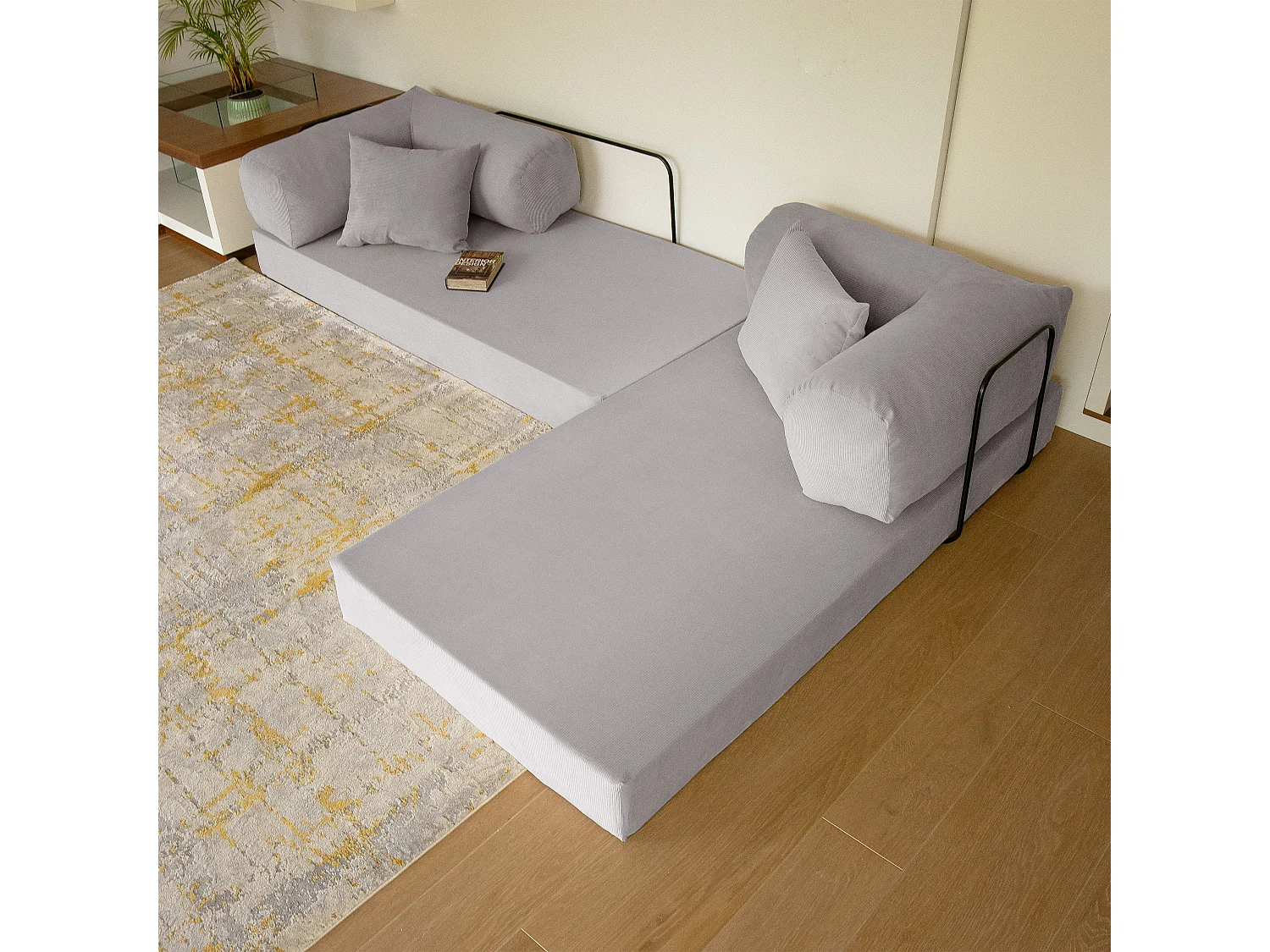 Canapé droit convertible MOUSSINO 3 pl, déhoussable