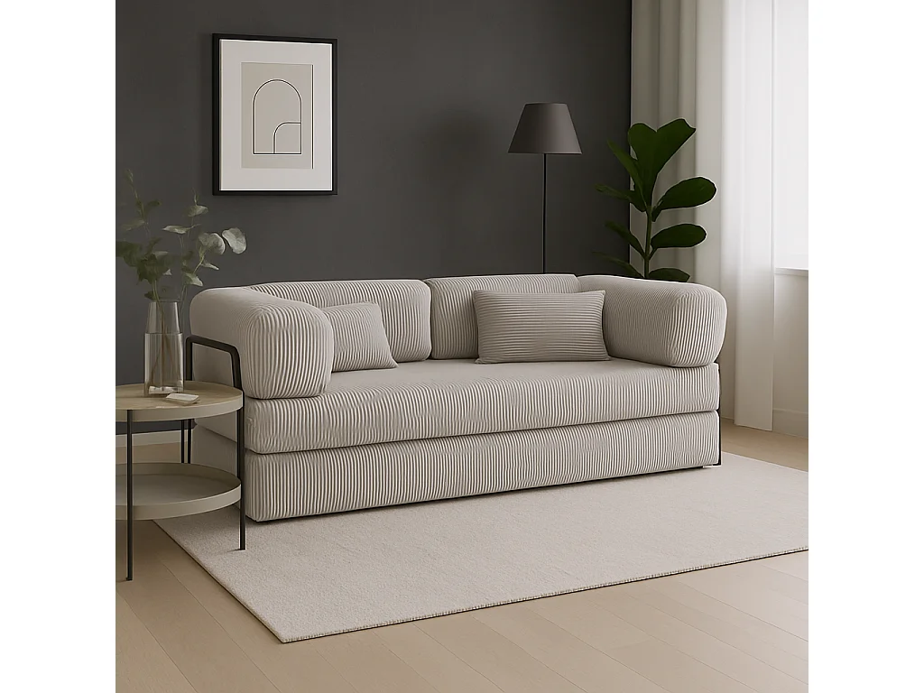 Canapé droit convertible MOUSSINO 3 pl, déhoussable