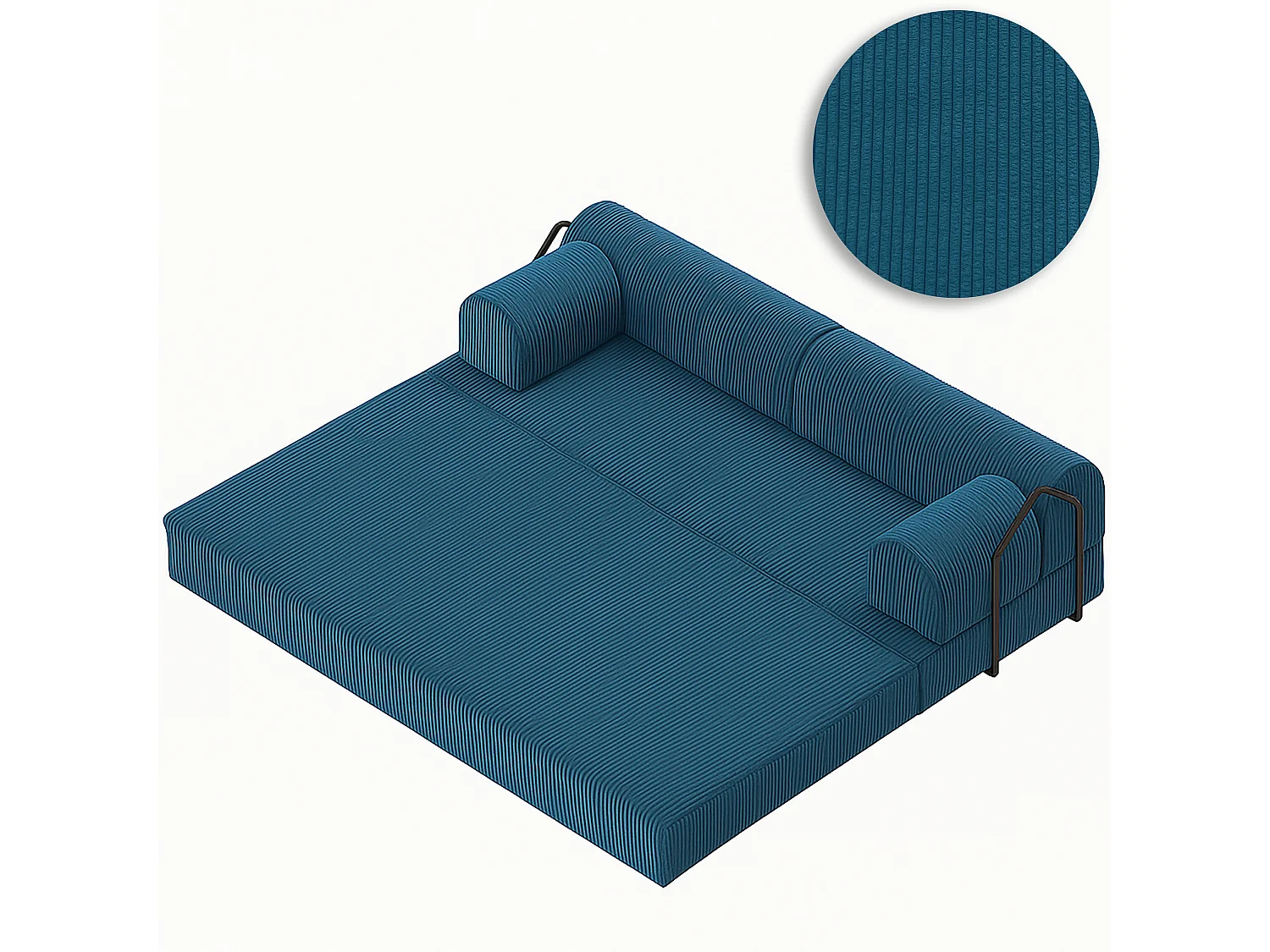 Canapé droit convertible KOMFY 3 pl, déhoussable