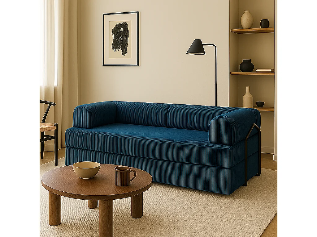 Canapé droit convertible KOMFY 3 pl, déhoussable