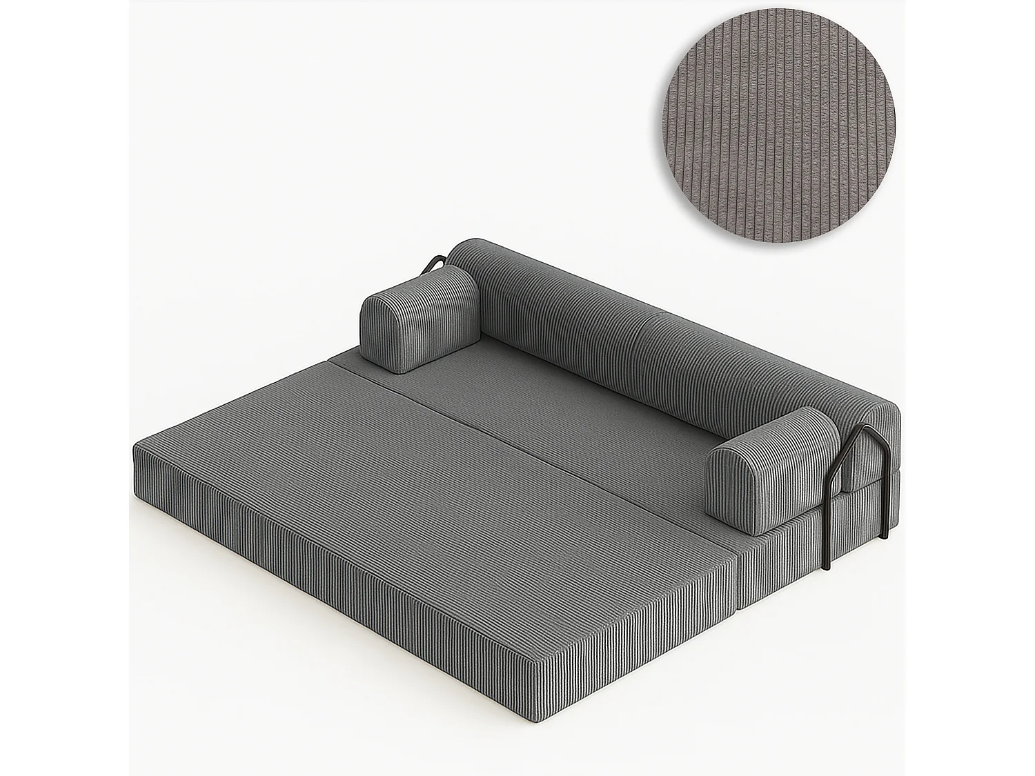 Canapé droit convertible KOMFY 3 pl, déhoussable
