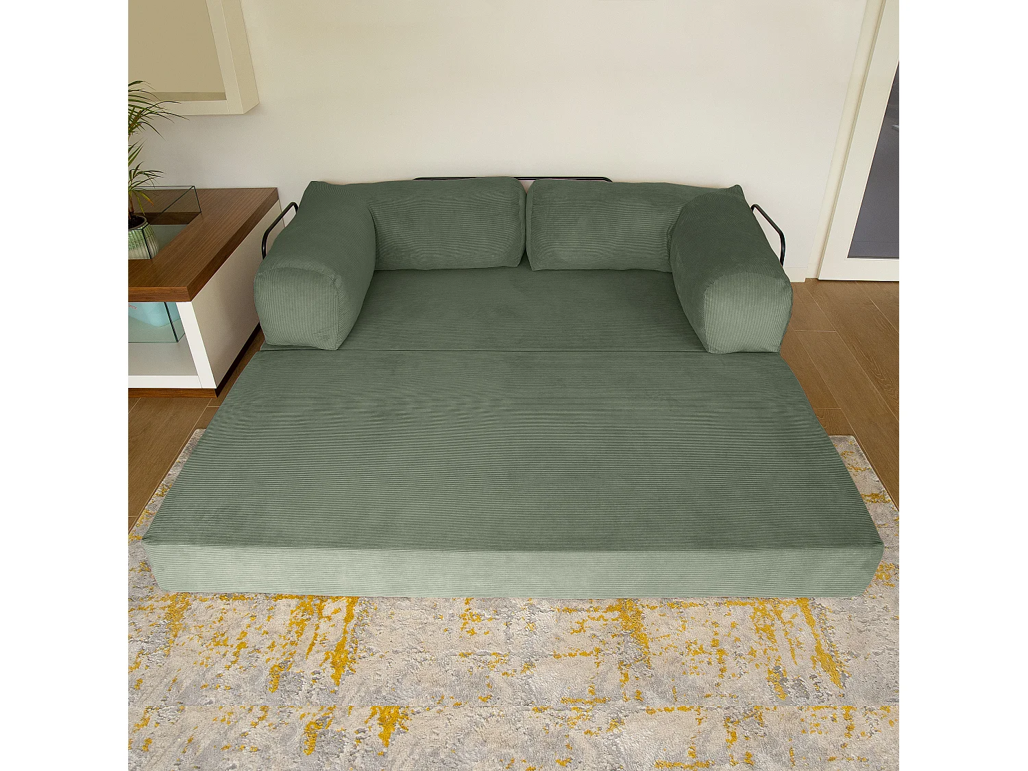 Canapé droit convertible MOUSSINO 3 pl, déhoussable