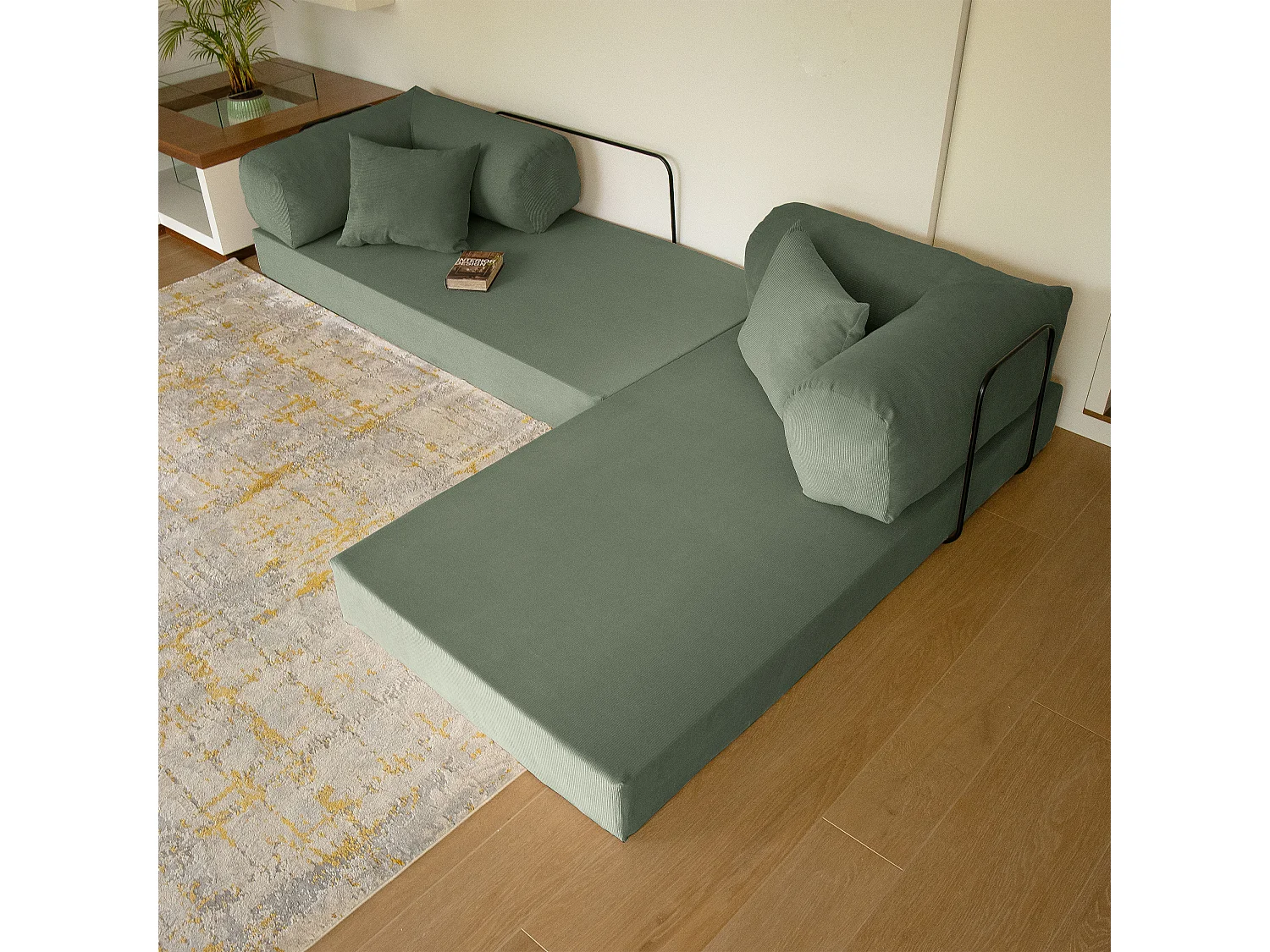 Canapé droit convertible MOUSSINO 3 pl, déhoussable
