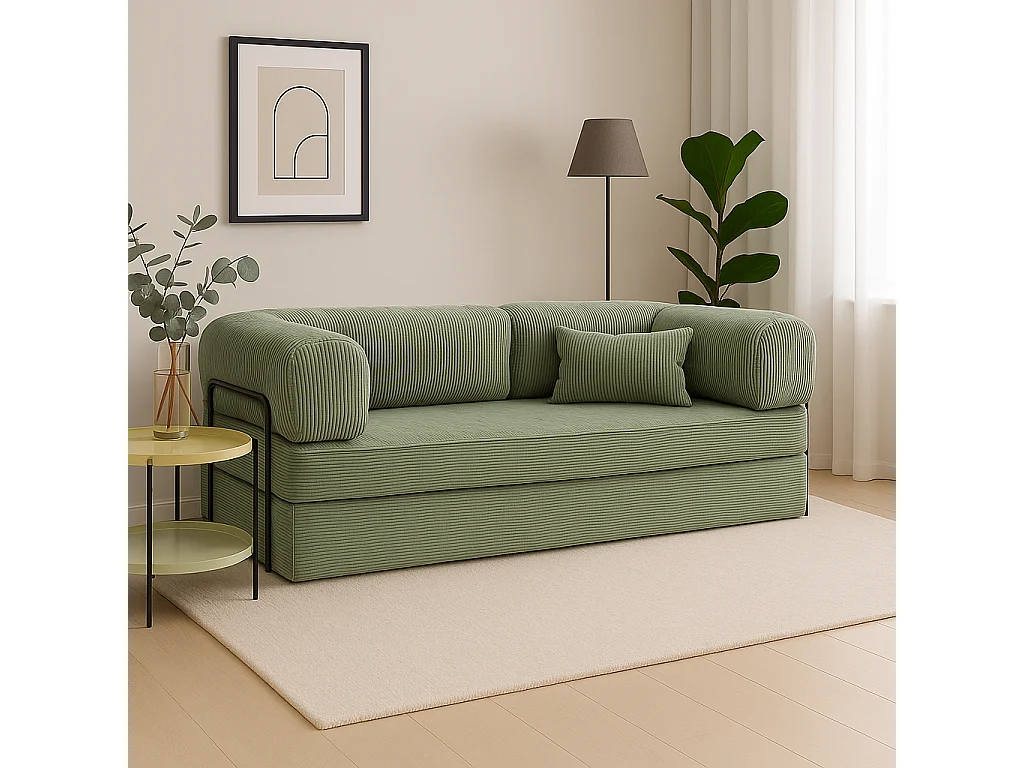 Canapé droit convertible MOUSSINO 3 pl, déhoussable