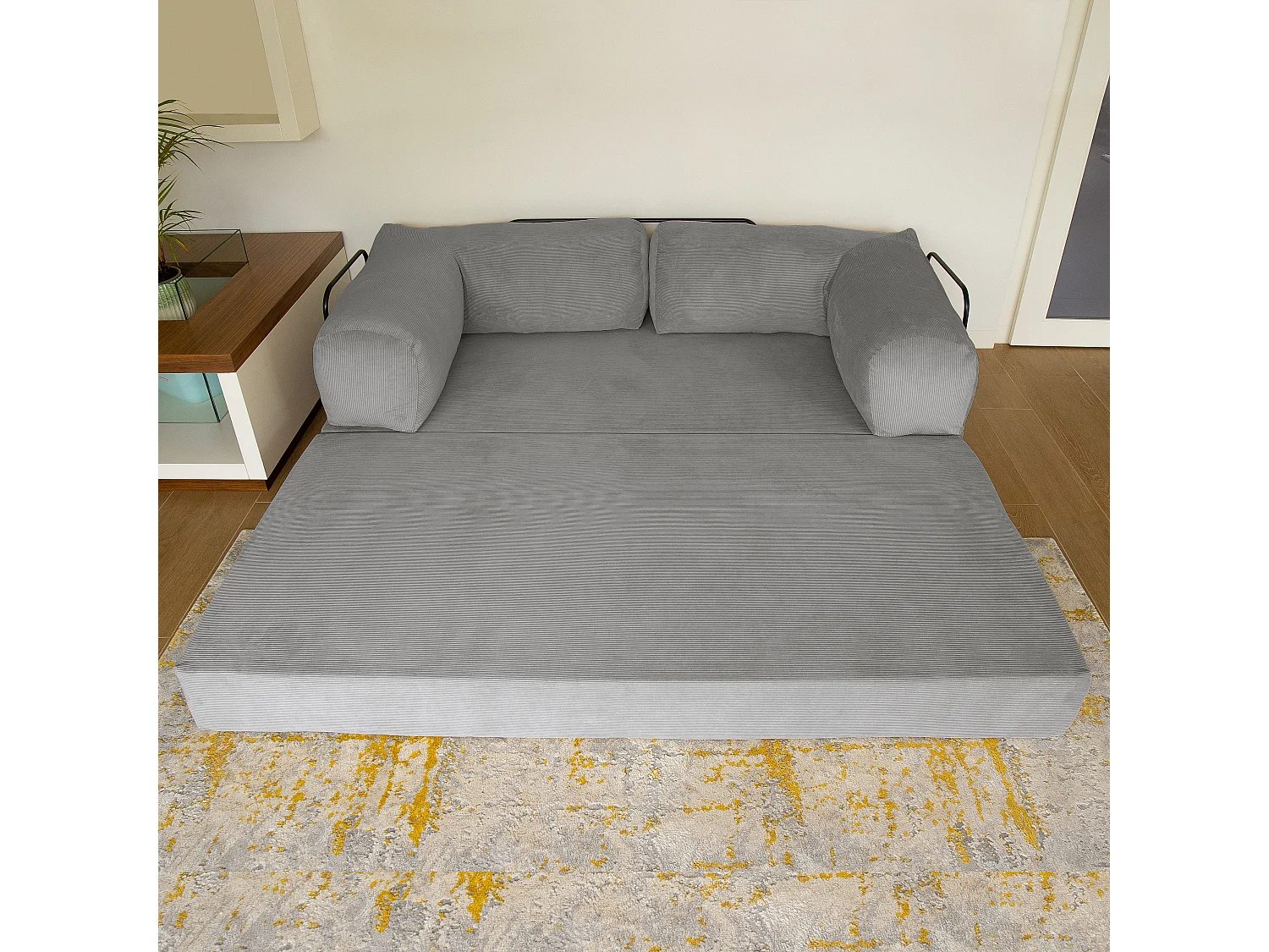 Canapé droit convertible MOUSSINO 3 pl, déhoussable