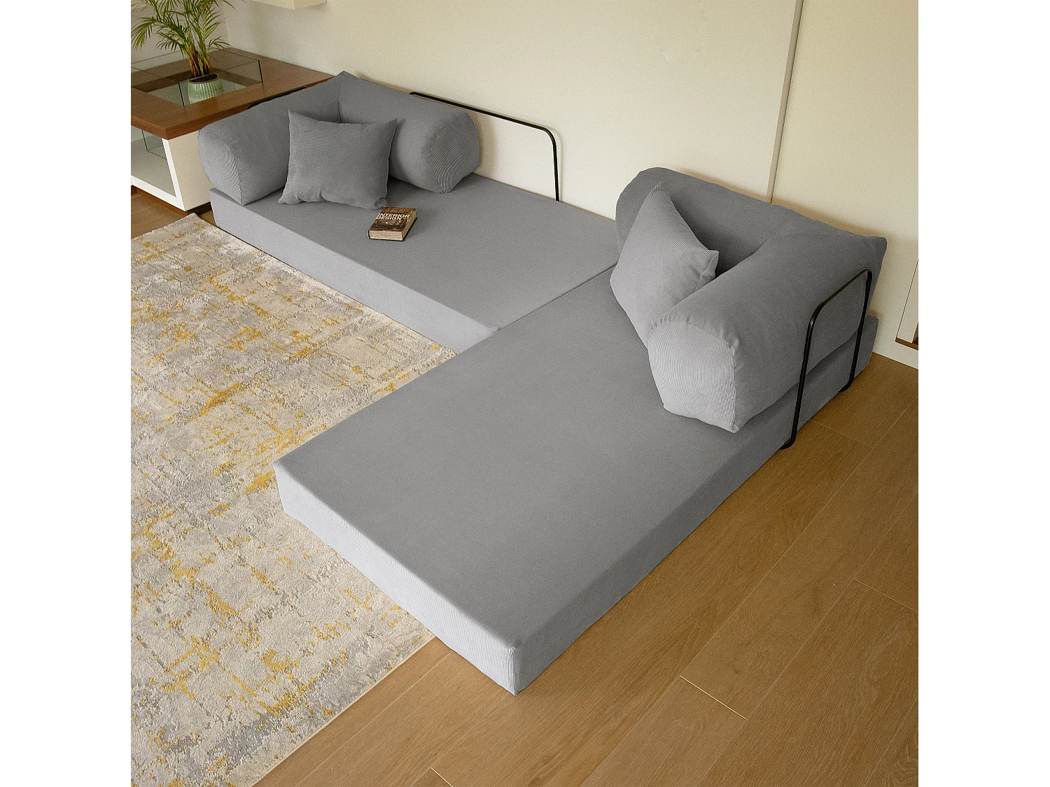 Canapé droit convertible MOUSSINO 3 pl, déhoussable