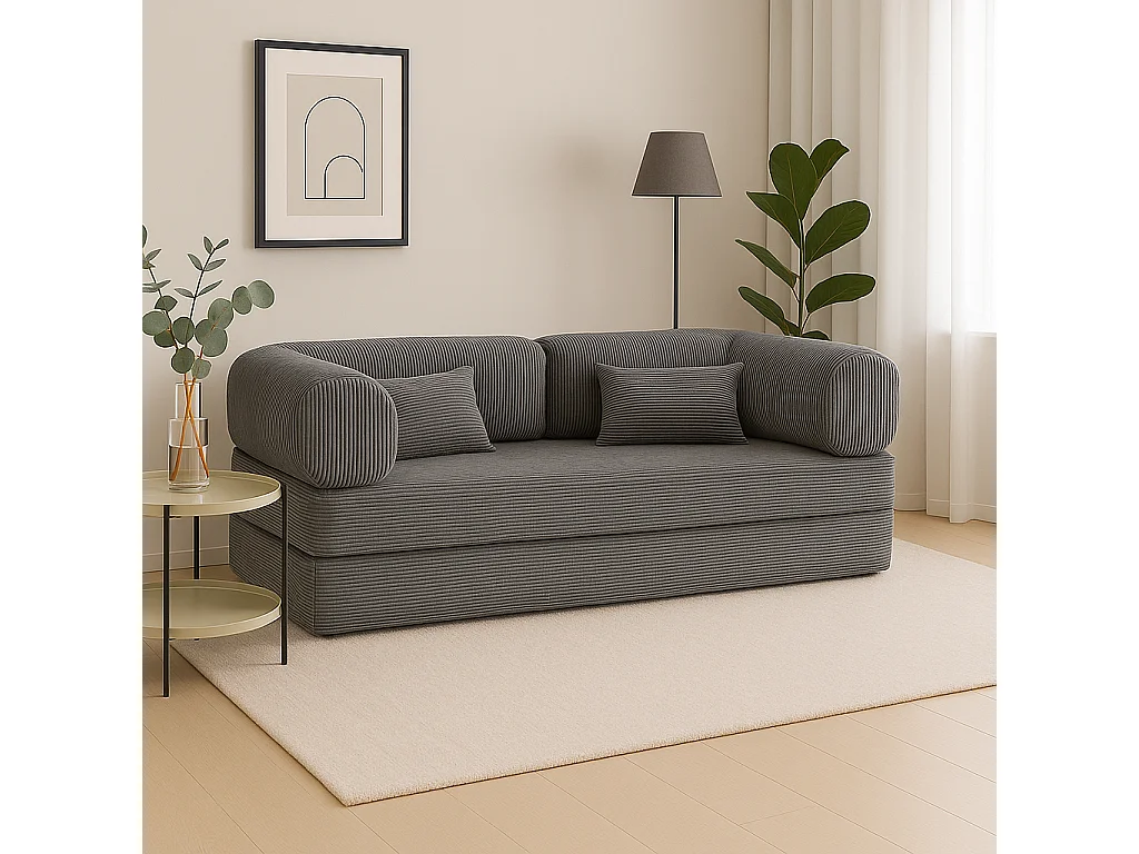 Canapé droit convertible MOUSSINO 3 pl, déhoussable