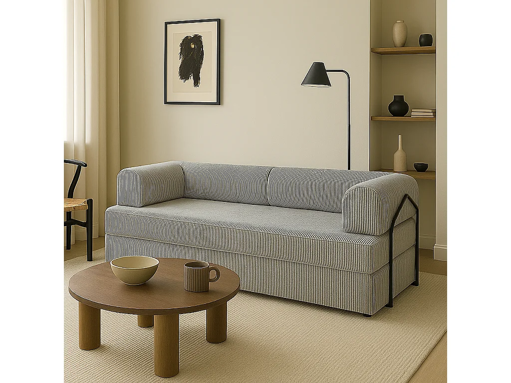 Canapé droit convertible KOMFY 3 pl, déhoussable