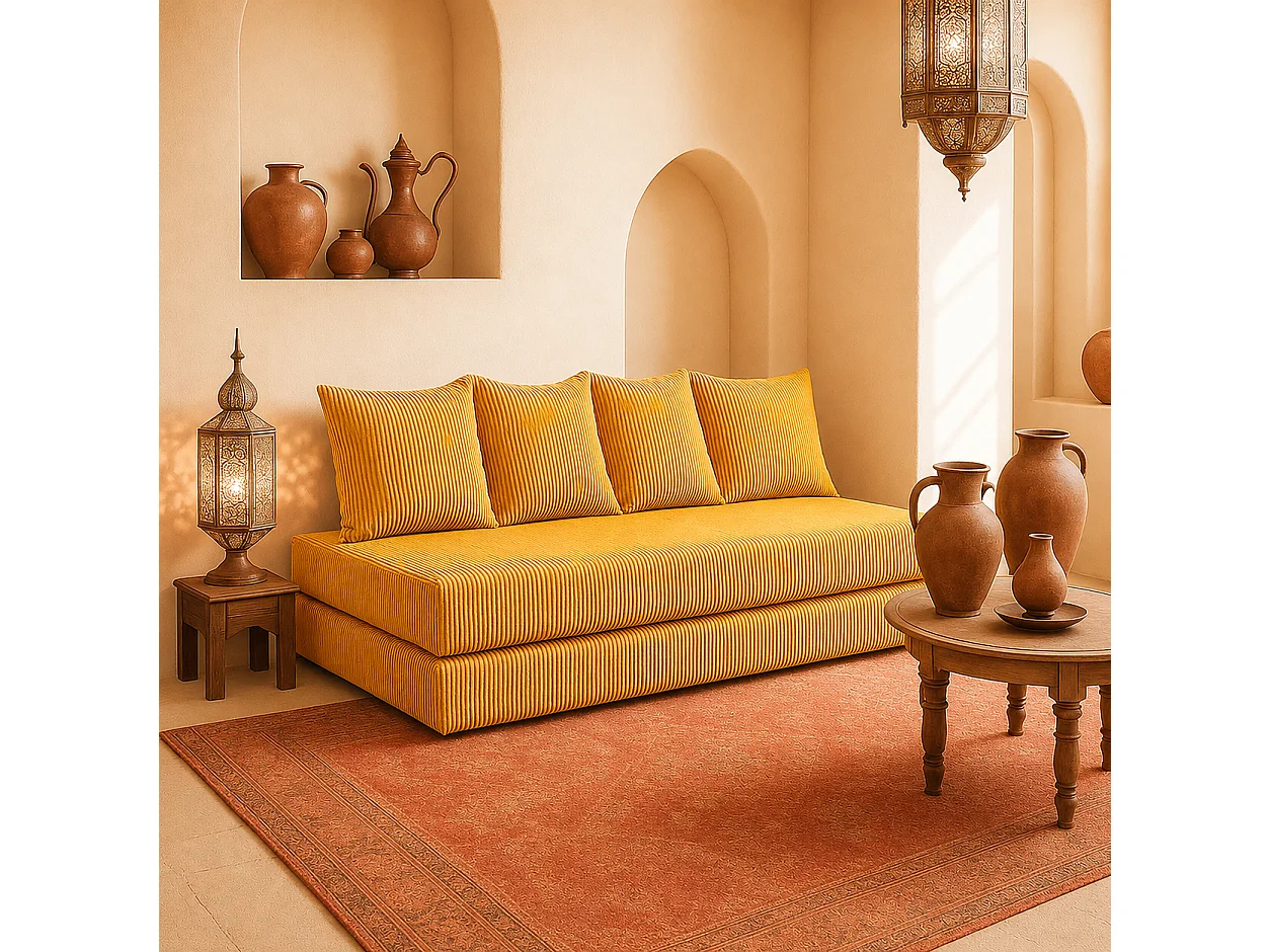 Canapé droit convertible LAYALI + 4 pl, déhoussable