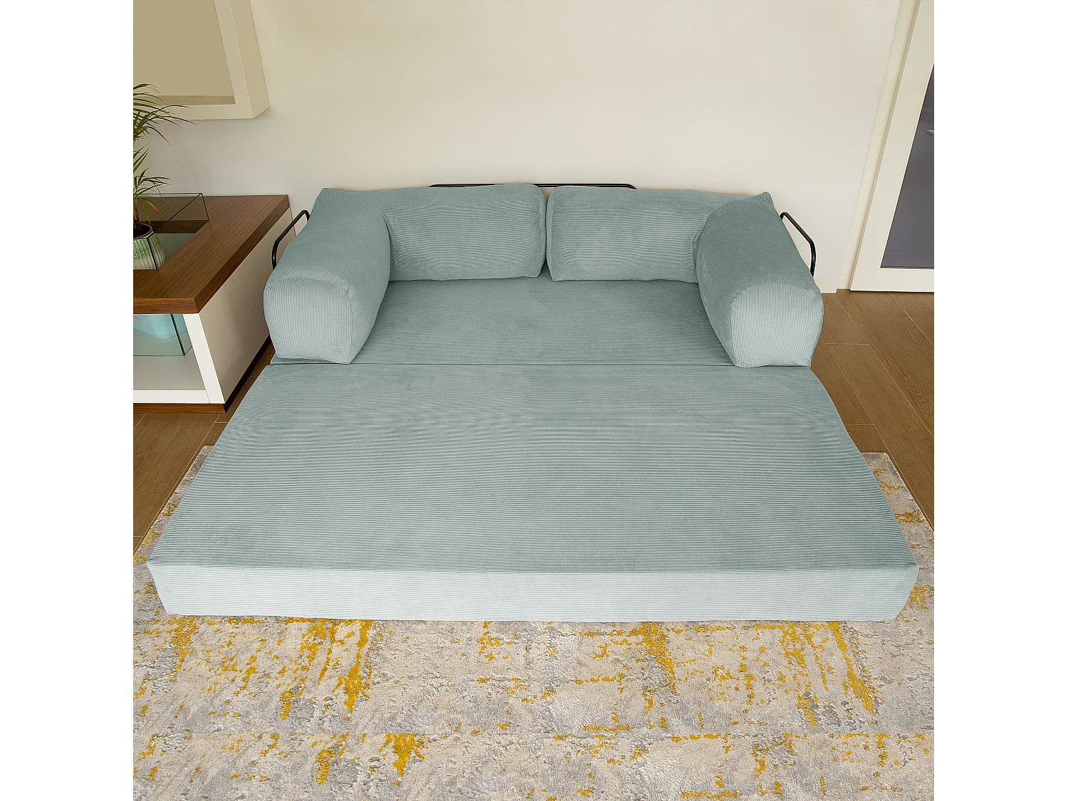 Canapé droit convertible MOUSSINO 3 pl, déhoussable