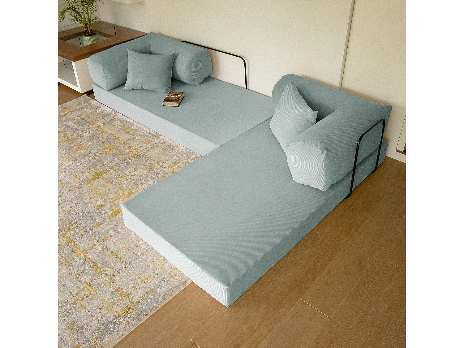 Canapé droit convertible MOUSSINO 3 pl, déhoussable