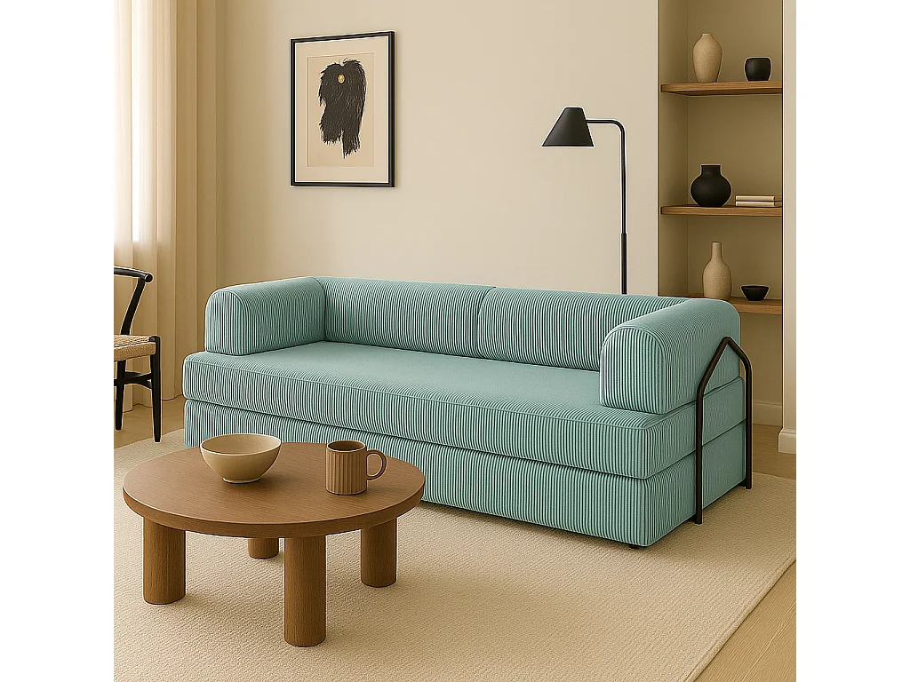 Canapé droit convertible KOMFY 3 pl, déhoussable