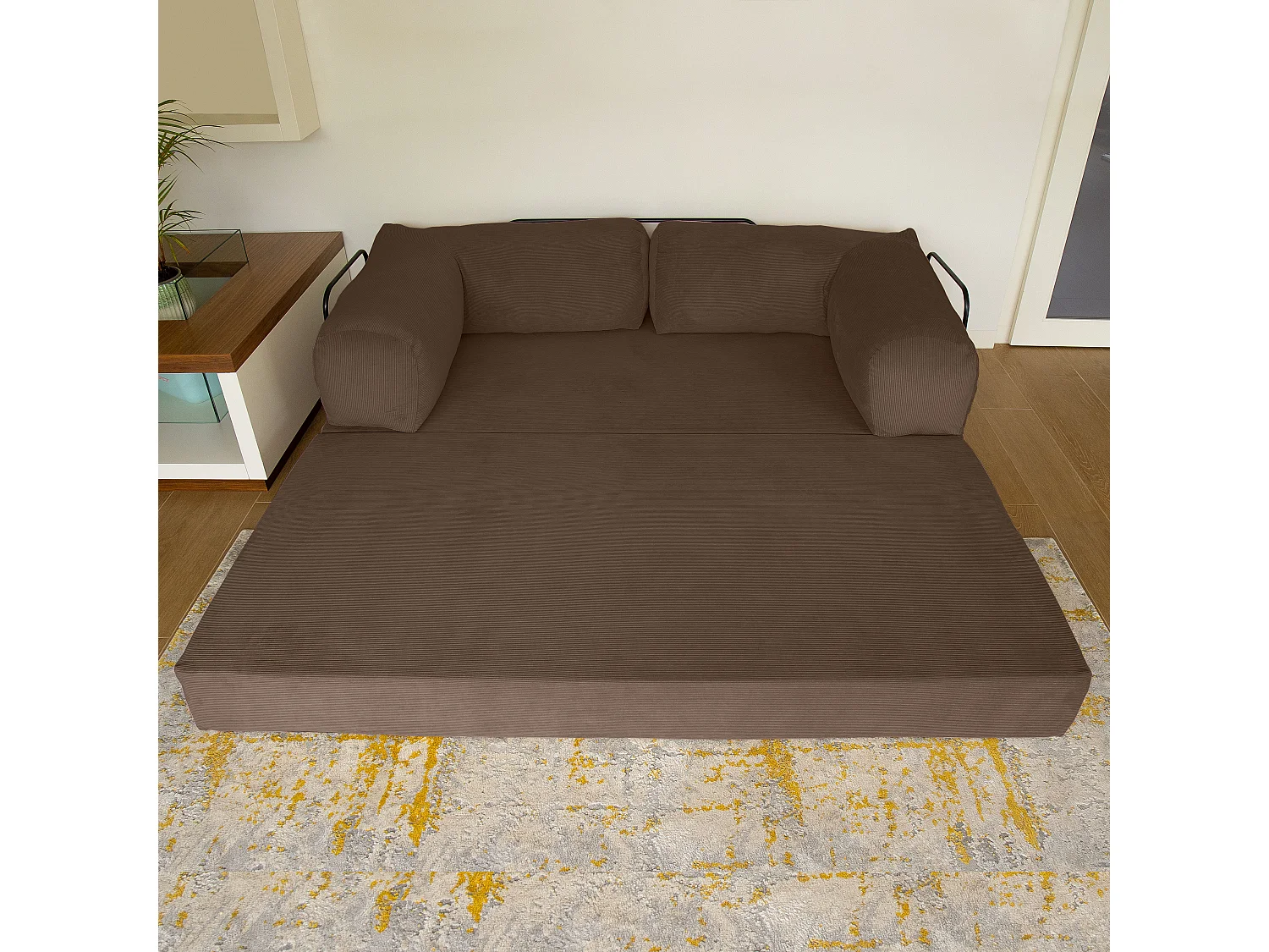 Canapé droit convertible MOUSSINO 3 pl, déhoussable