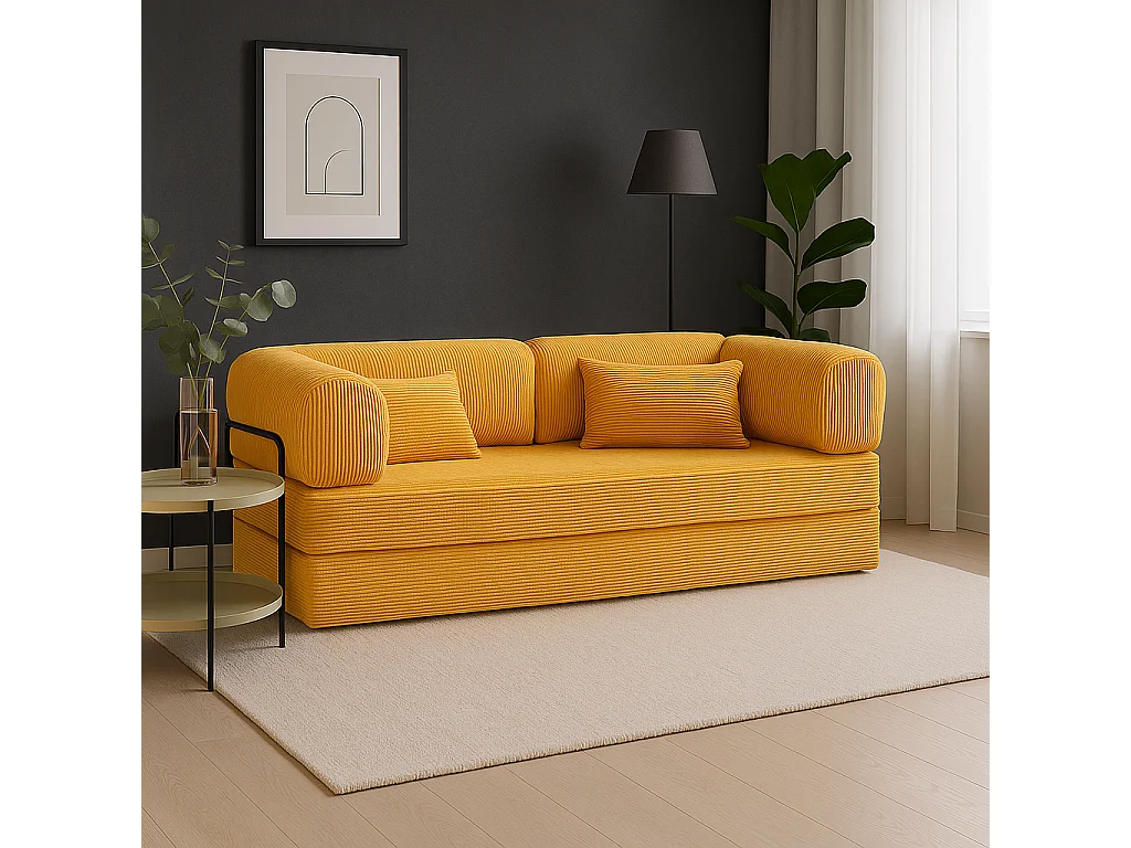Canapé droit convertible MOUSSINO 3 pl, déhoussable