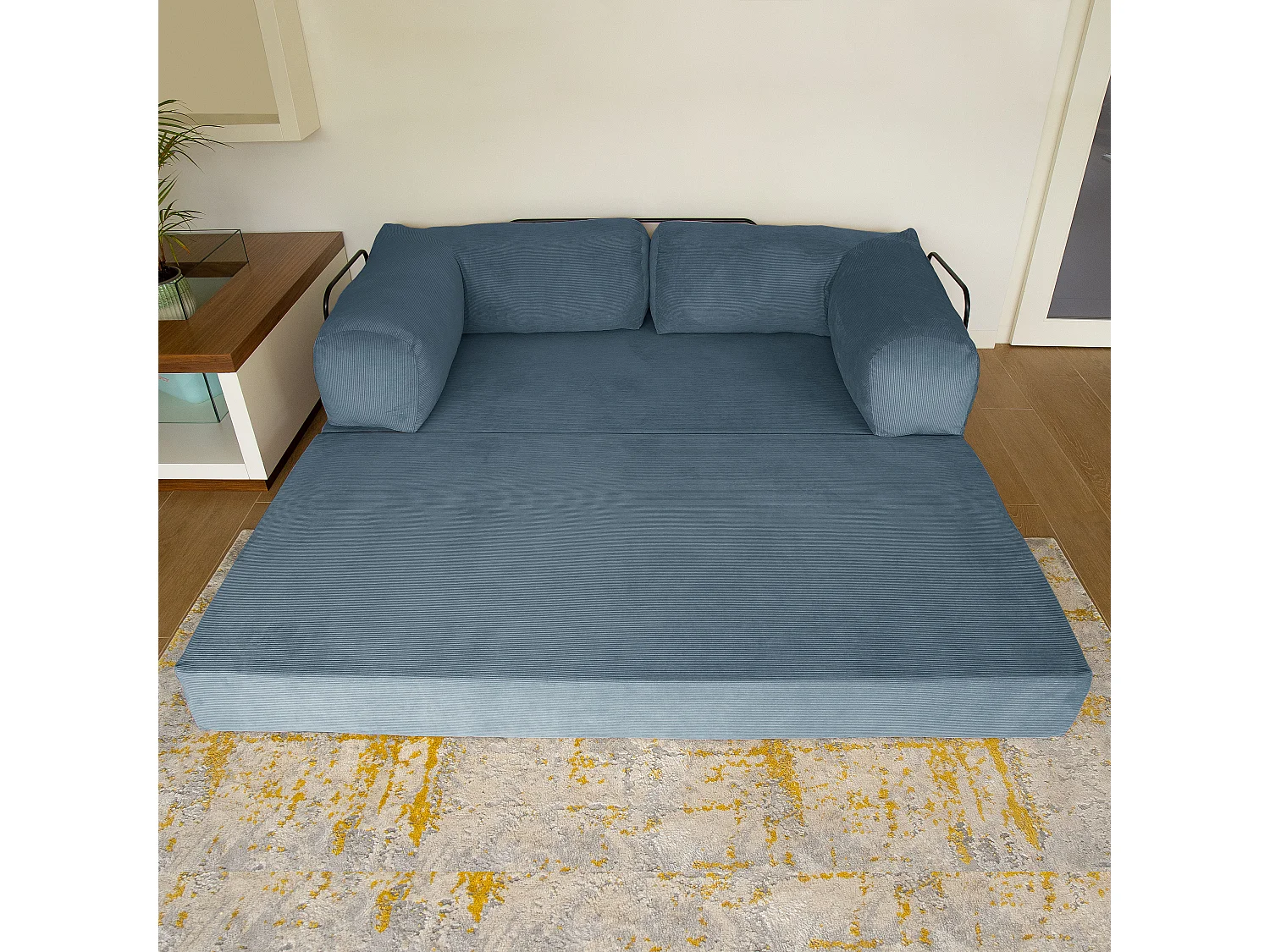 Canapé droit convertible MOUSSINO 3 pl, déhoussable