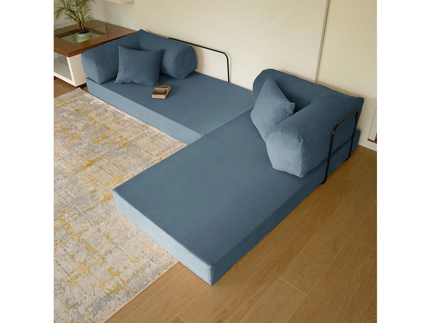Canapé droit convertible MOUSSINO 3 pl, déhoussable