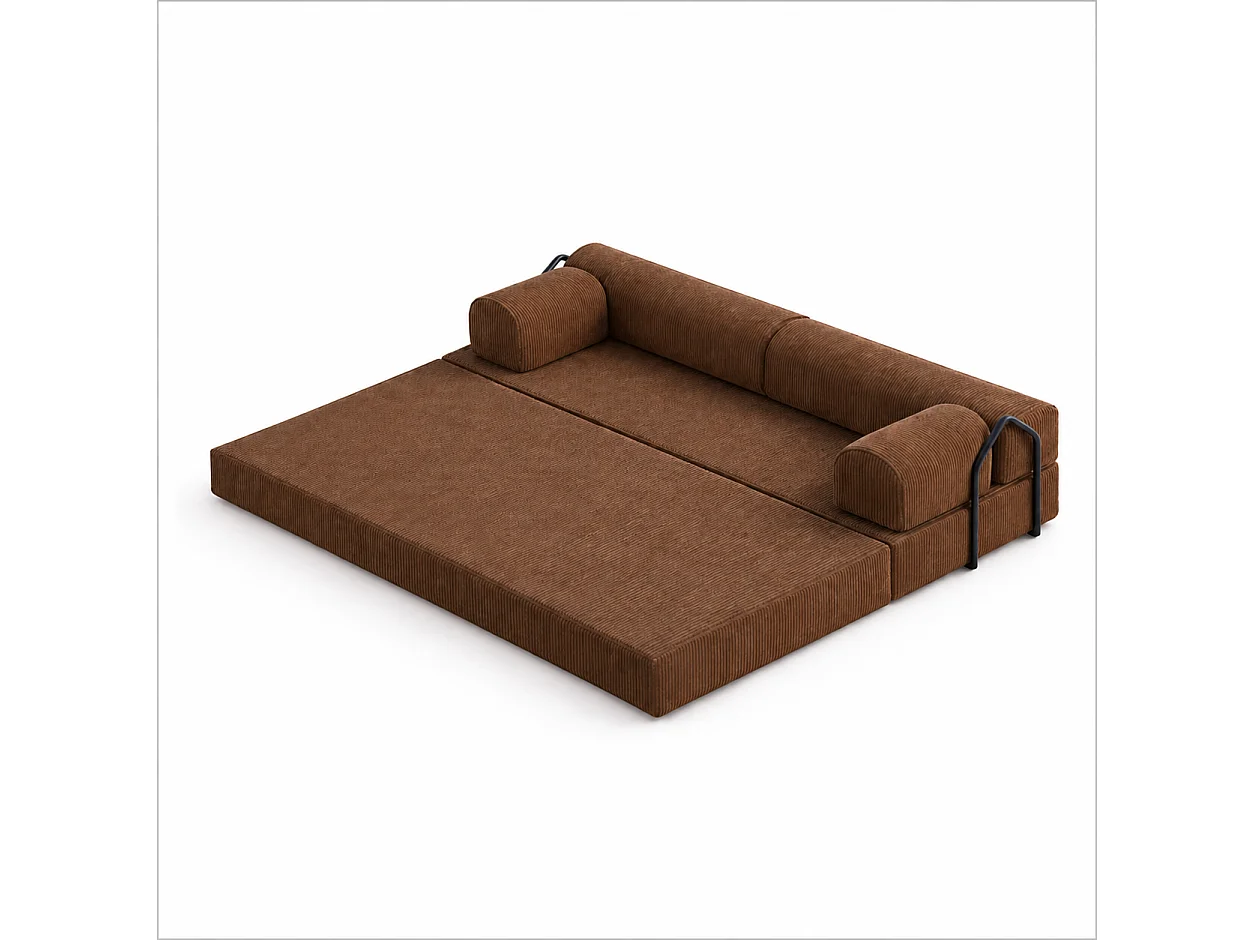 Canapé droit convertible KOMFY 3 pl, déhoussable