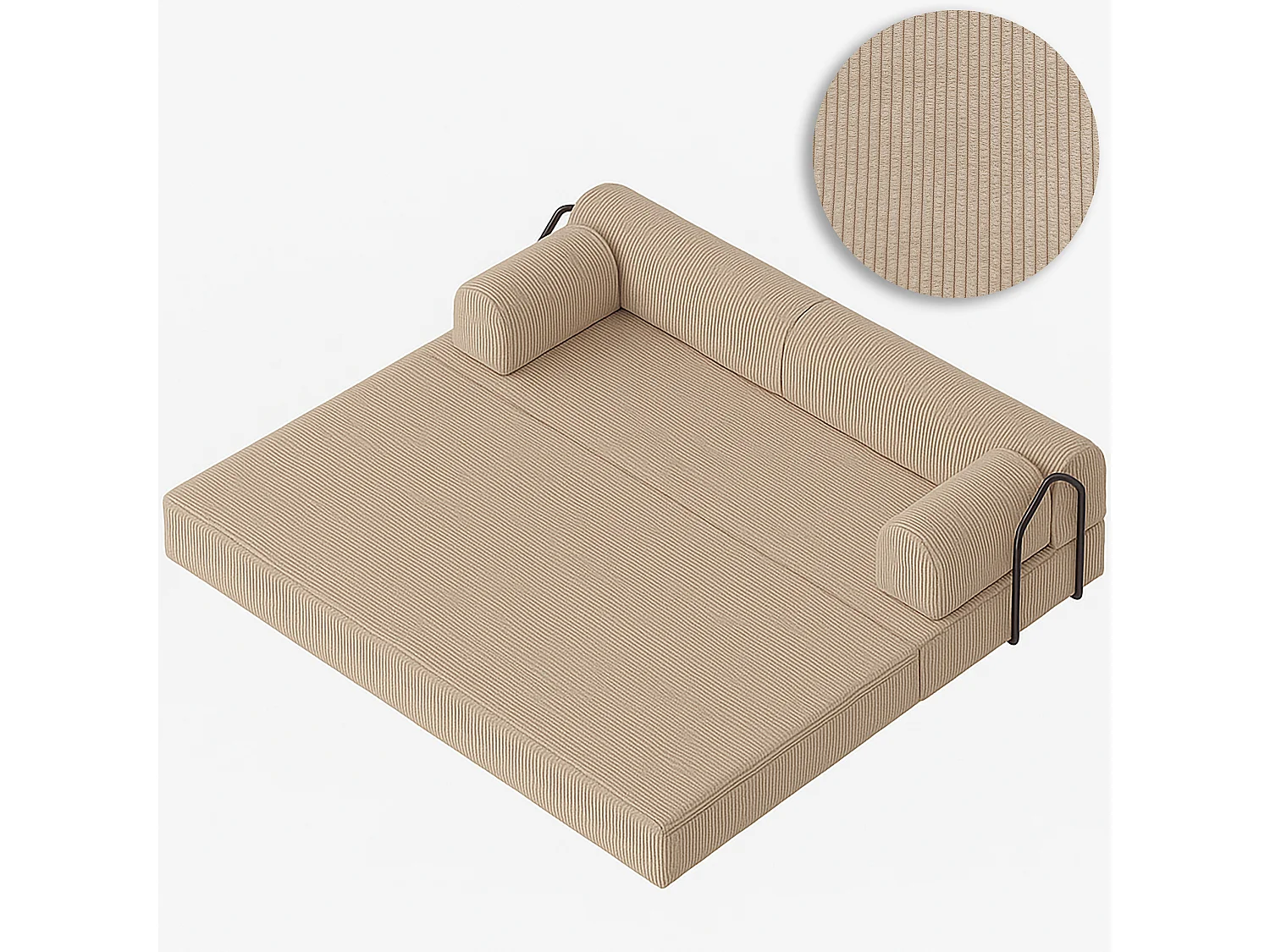 Canapé droit convertible KOMFY 3 pl, déhoussable