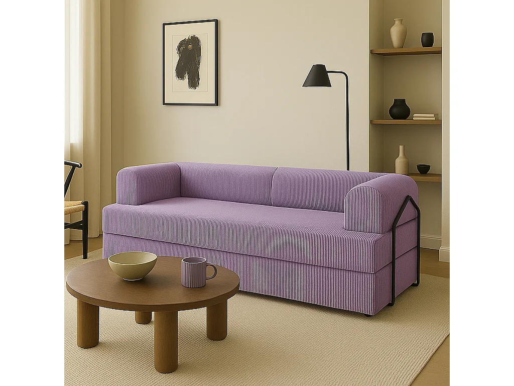 Canapé droit convertible KOMFY 3 pl, déhoussable