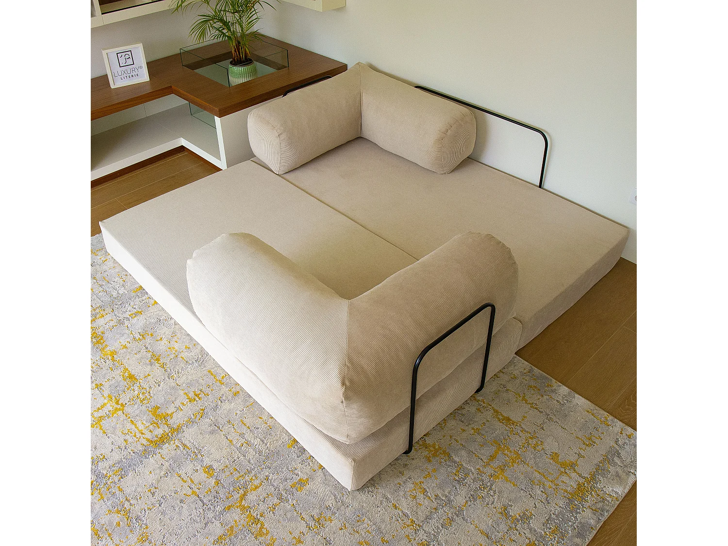Canapé droit convertible MOUSSINO 3 pl, déhoussable