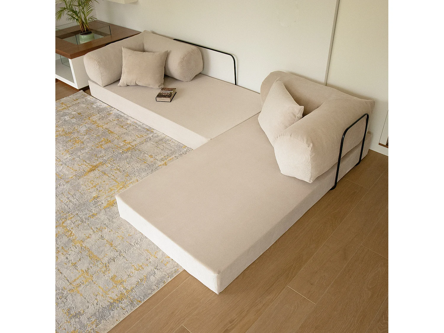 Canapé droit convertible MOUSSINO 3 pl, déhoussable