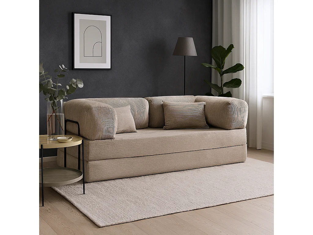 Canapé droit convertible MOUSSINO 3 pl, déhoussable