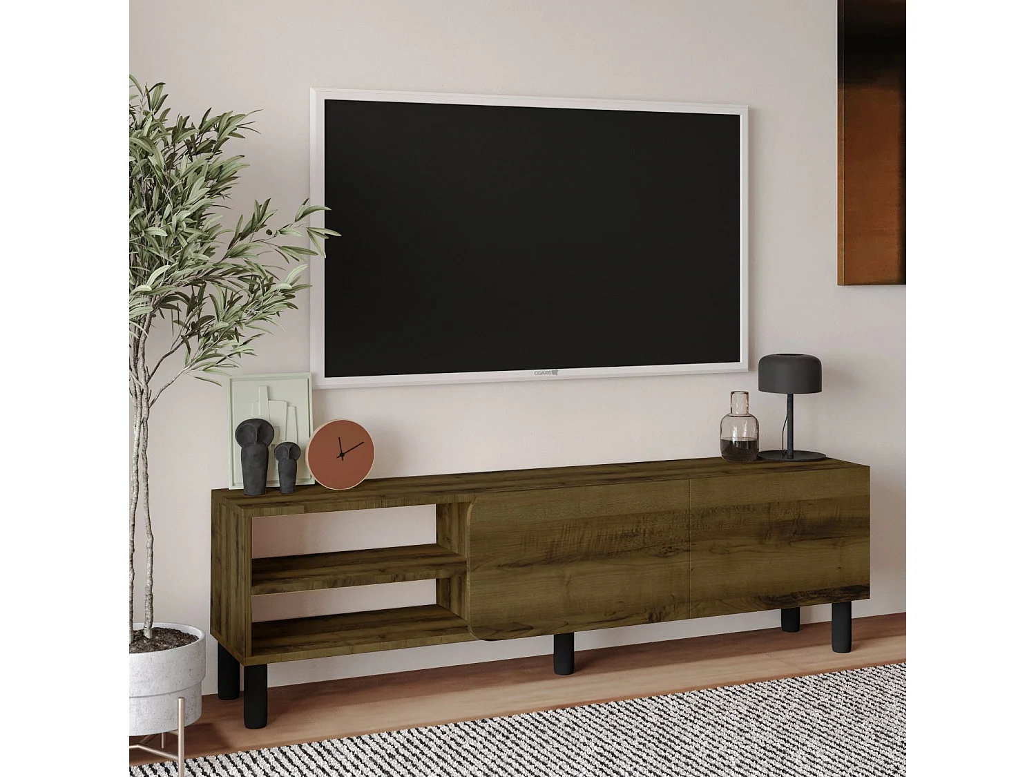 Meuble TV en bois "River" - 150 x 31 x 48 cm - Marron