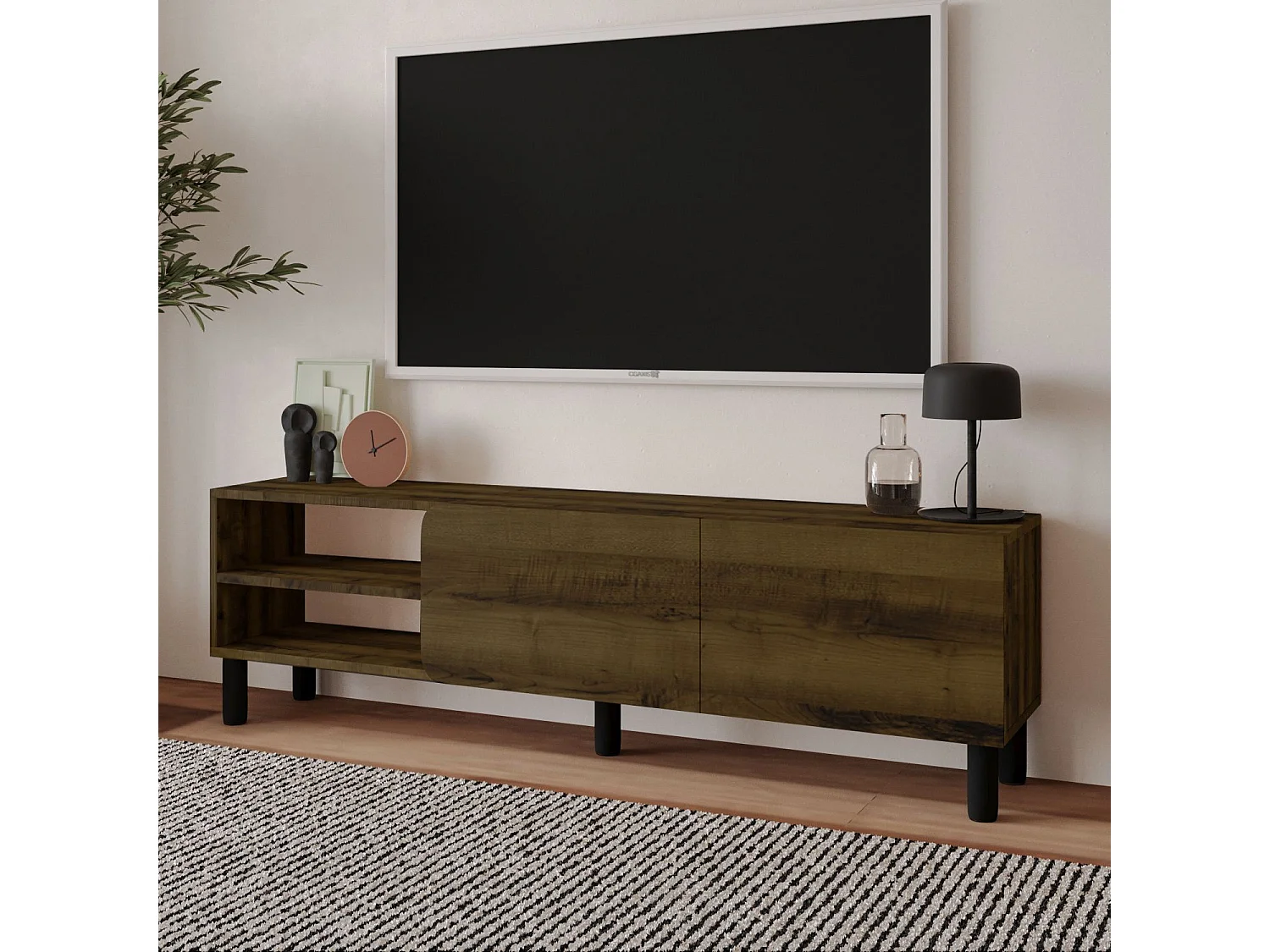 Meuble TV en bois "River" - 150 x 31 x 48 cm - Marron