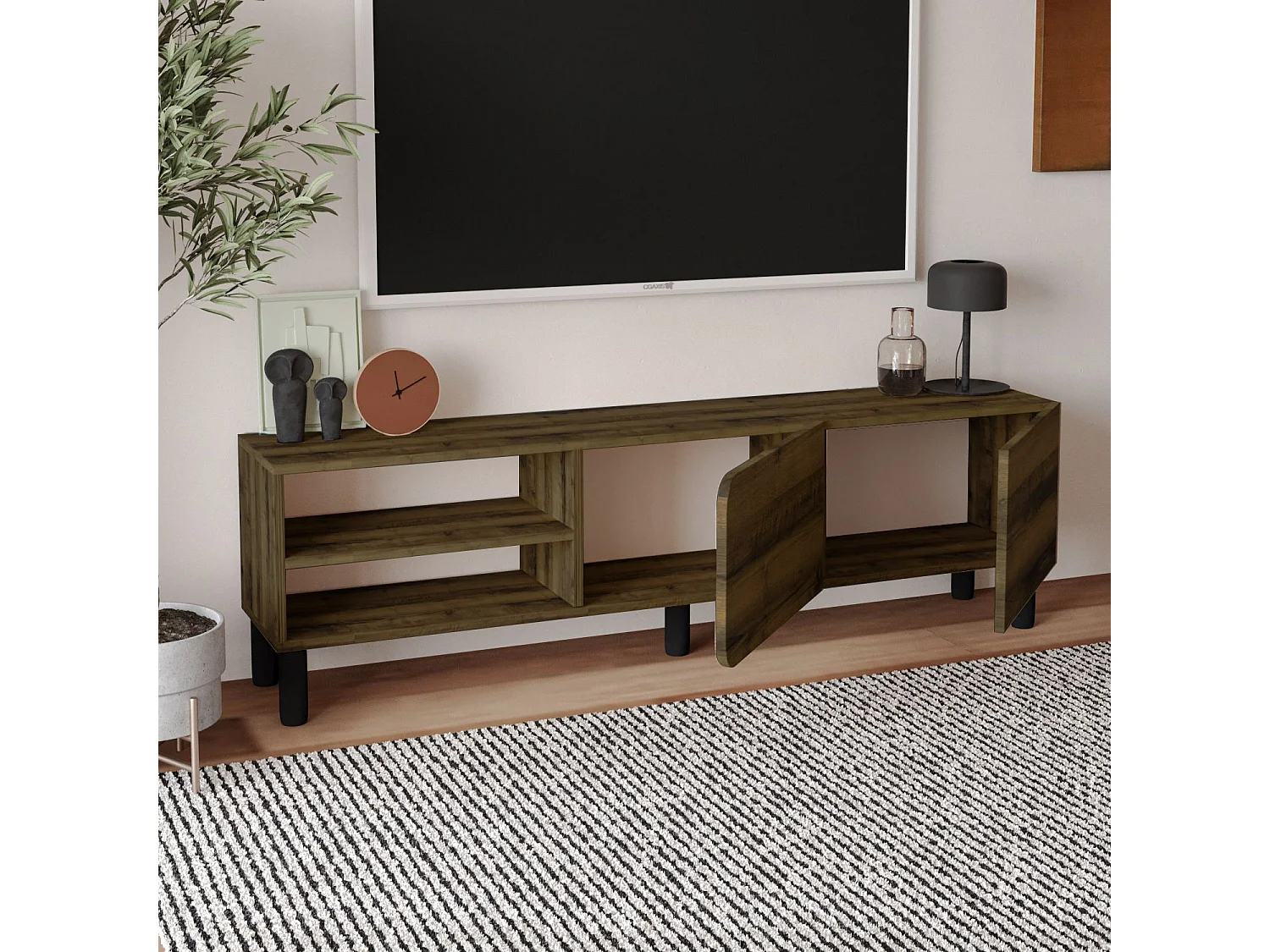 Meuble TV en bois "River" - 150 x 31 x 48 cm - Marron