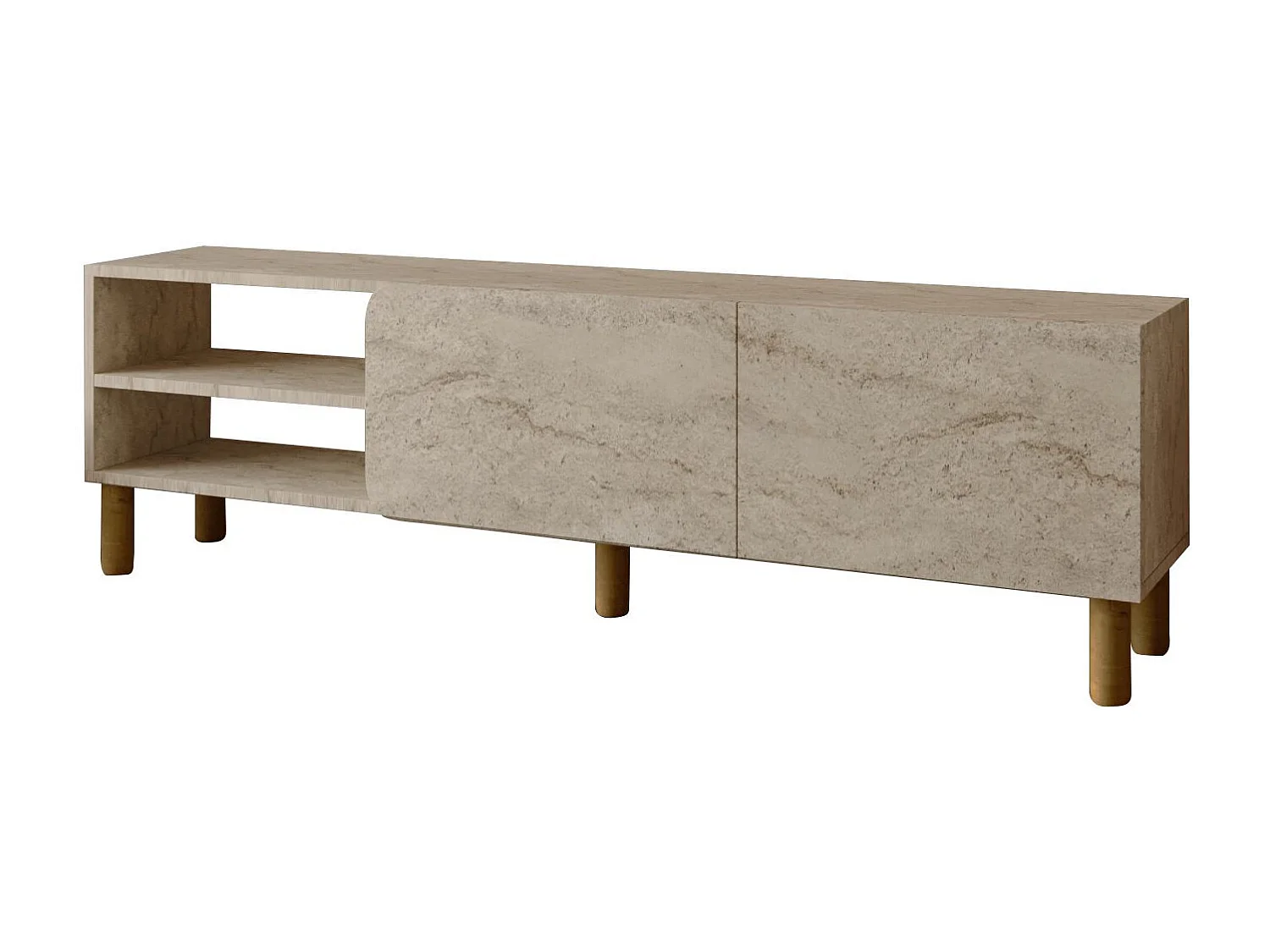 Meuble TV en bois "River" - 150 x 31 x 48 cm - Travertin