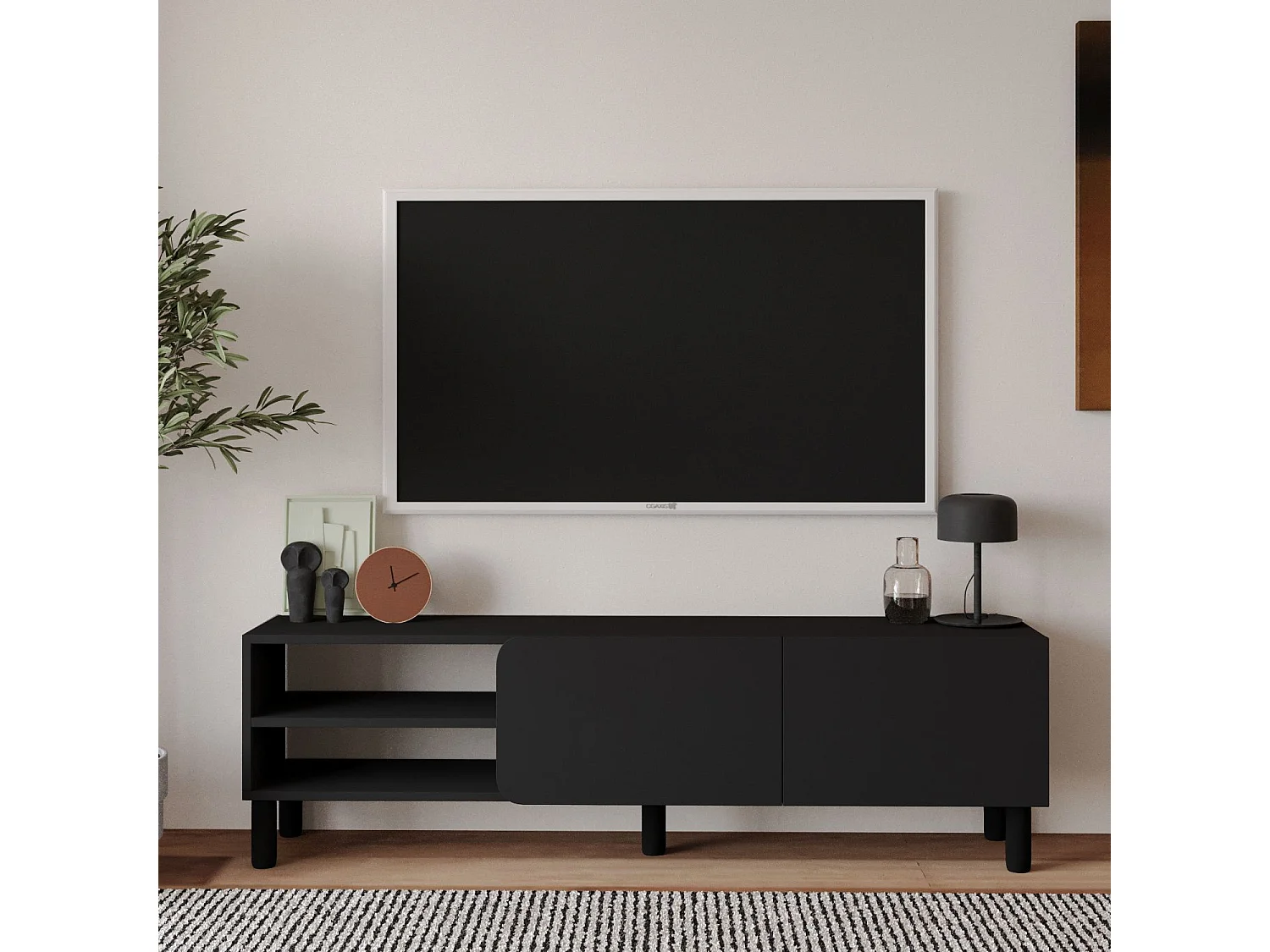 Modern Antraciet Houten TV-meubel "River" - 150 x 31.4 x 48.2 cm - Hanah Home Collectie