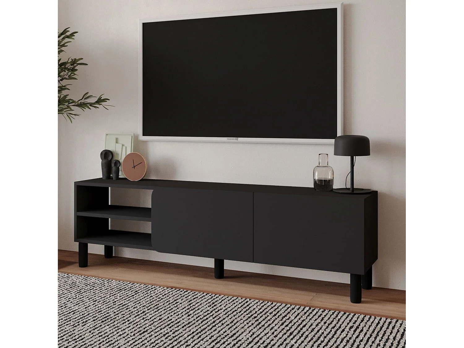 Modern Antraciet Houten TV-meubel "River" - 150 x 31.4 x 48.2 cm - Hanah Home Collectie
