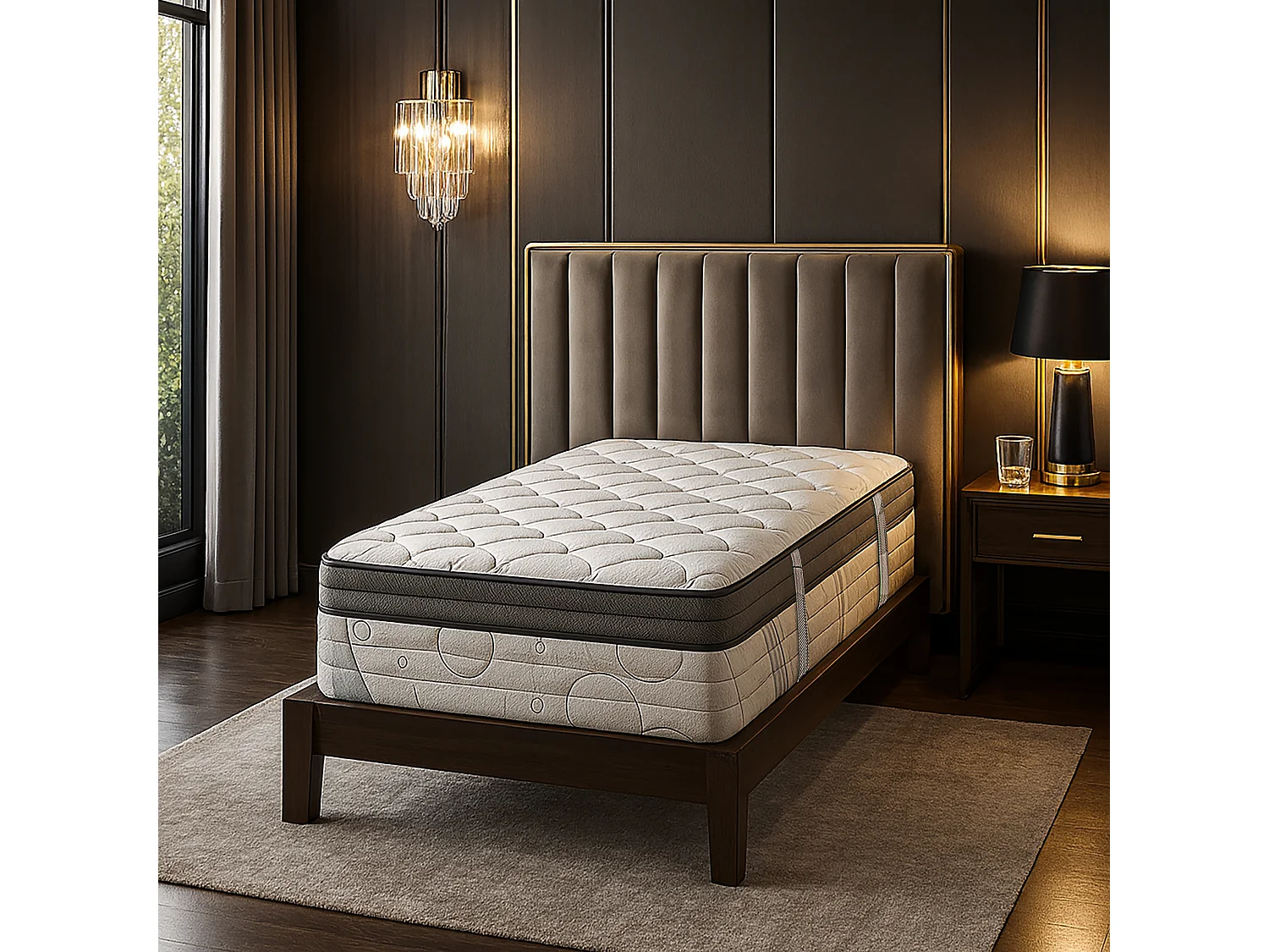 Matelas Prestigelux, 26cm, mousse haute densité, ferme, indépendance du couchage, réversible