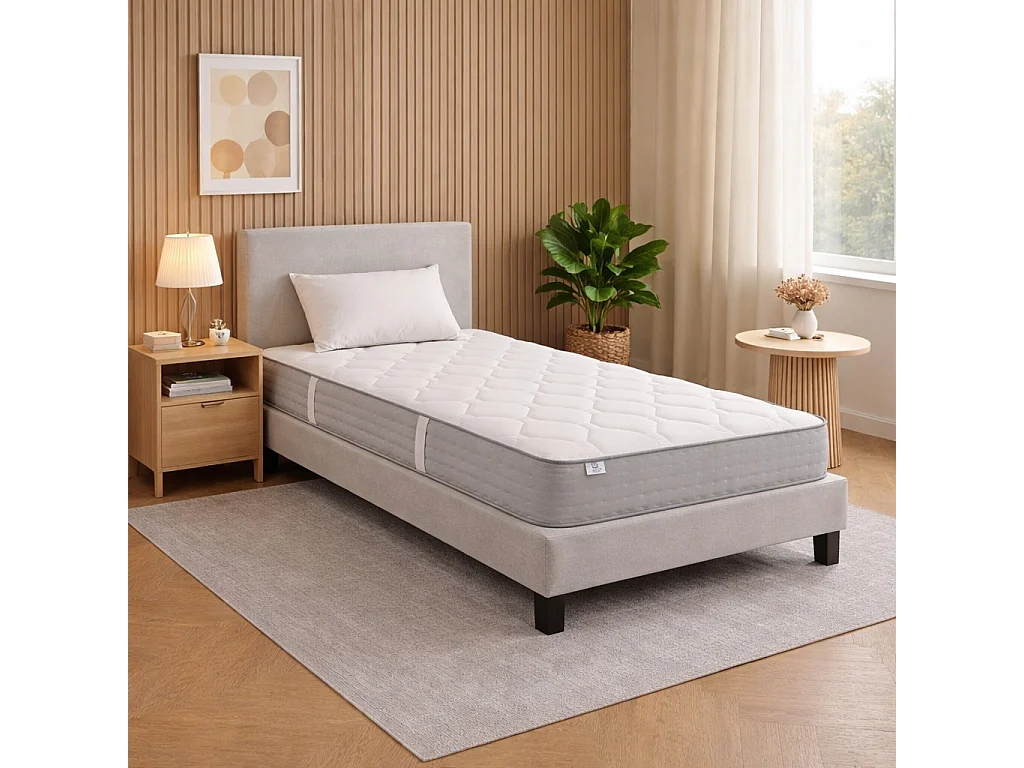 Matelas Zen, 20 cm, mousse haute densité, ferme, réversible + oreiller(s)