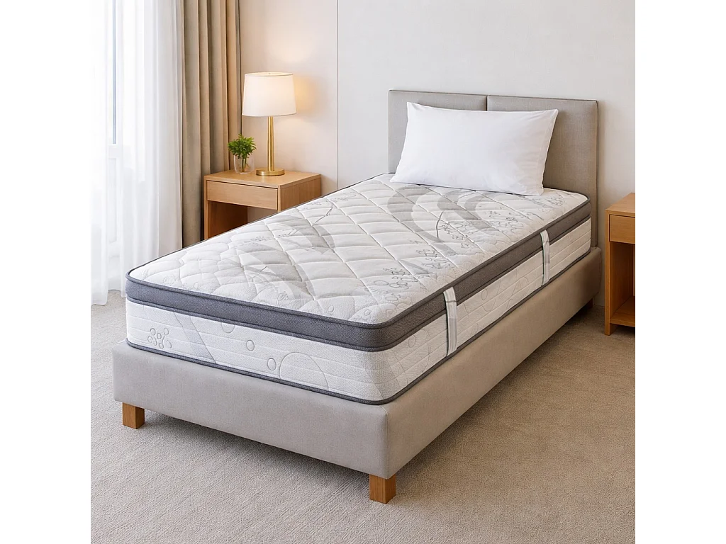 Matelas Relaxation, 27cm, Ressorts Ensachés, Mousse Haute Densité, ergonomique, Soutien Equilibré + oreiller(s)