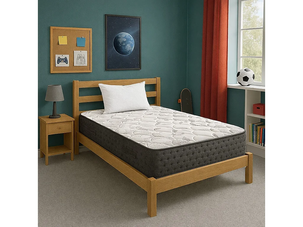 Matelas Sérénité, 27cm, Ressorts Ensachés, Mousse Haute Densité, ergonomique, Soutien très ferme + oreiller(s)