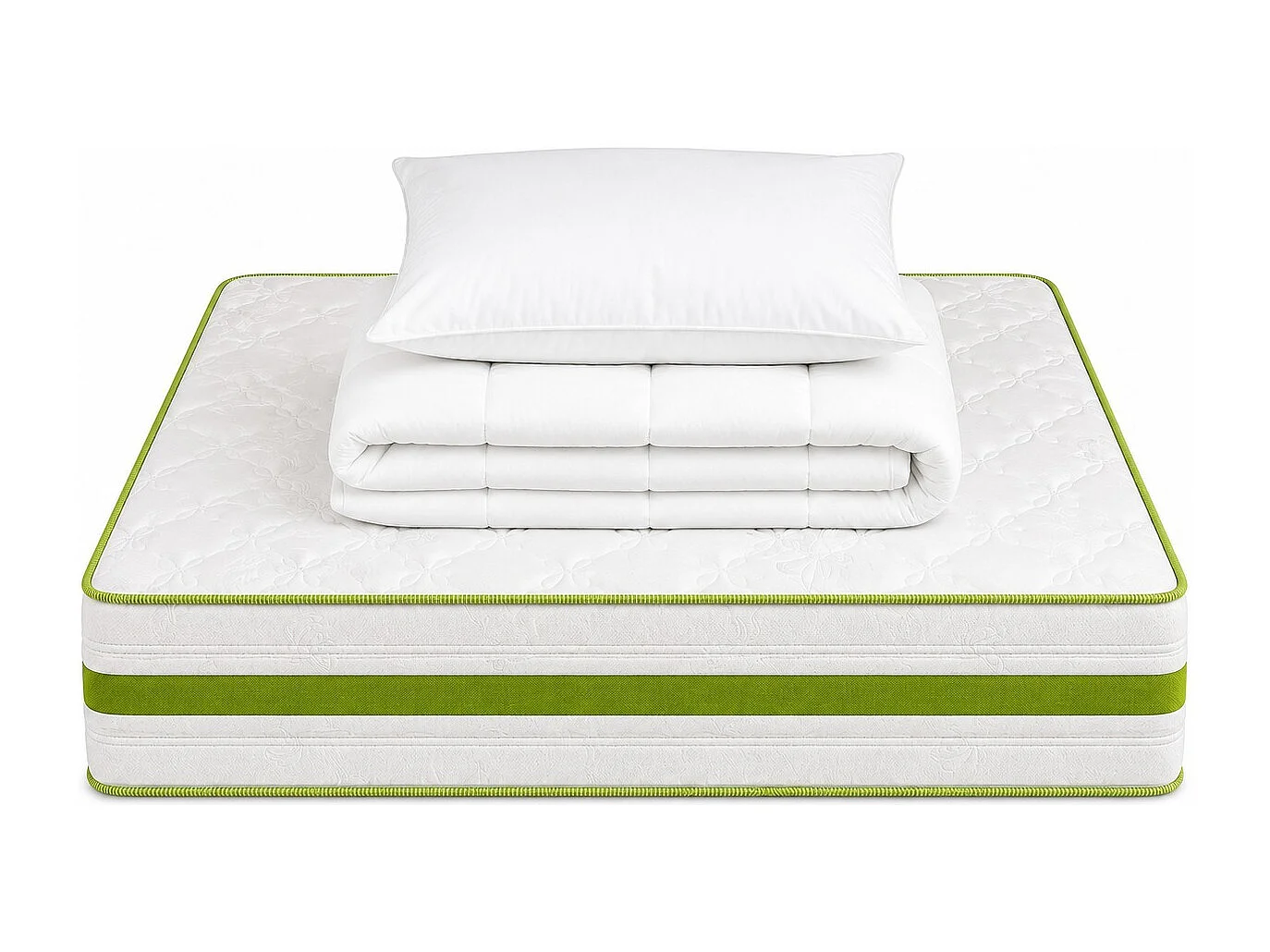 Matelas Rêverie, 30 cm, mousse haute densité, ferme, réversible + oreiller(s) + couette
