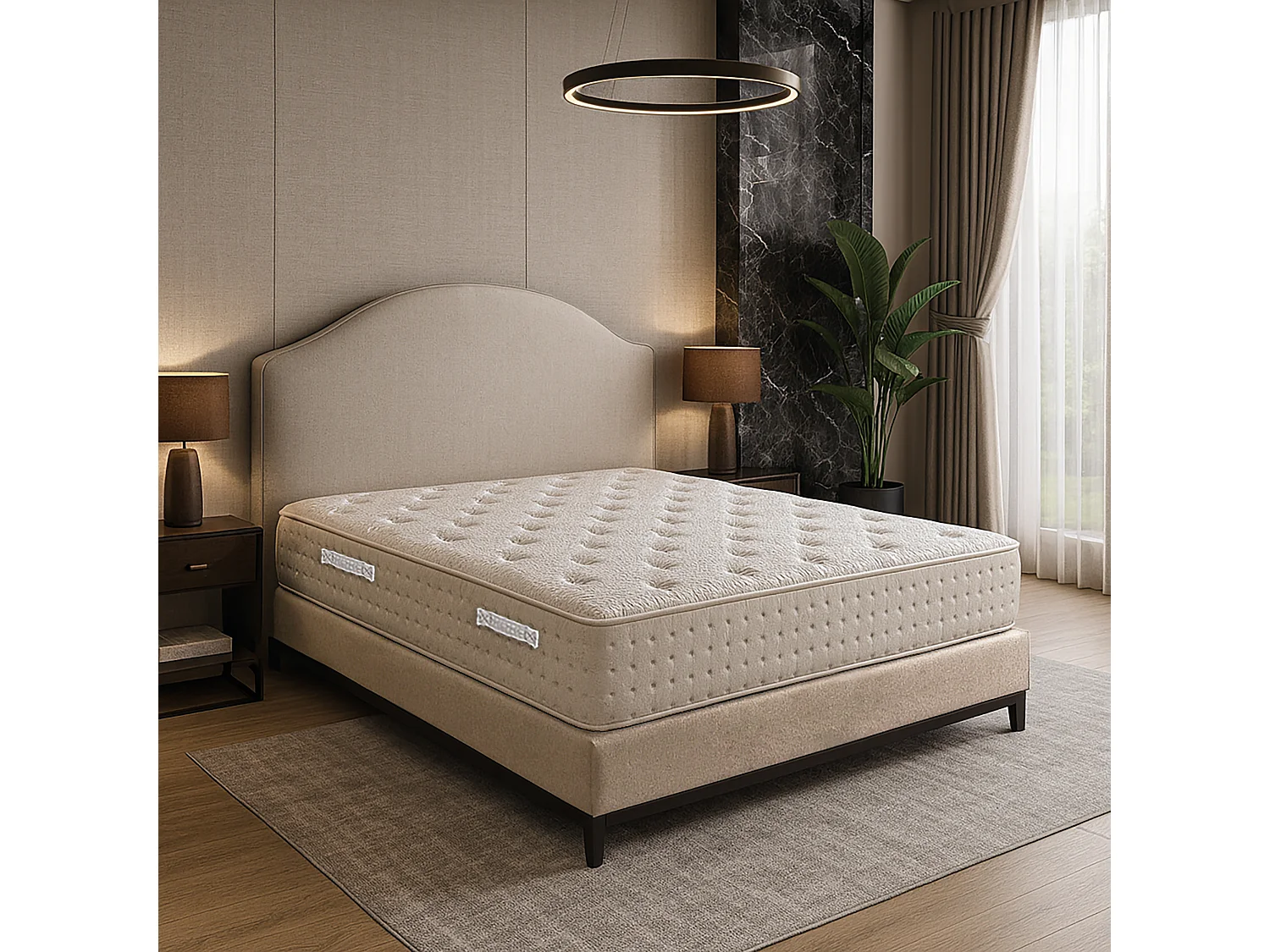 Matelas Purlux, 24cm, latex, mousse haute densité, ferme, indépendance du couchage, réversible