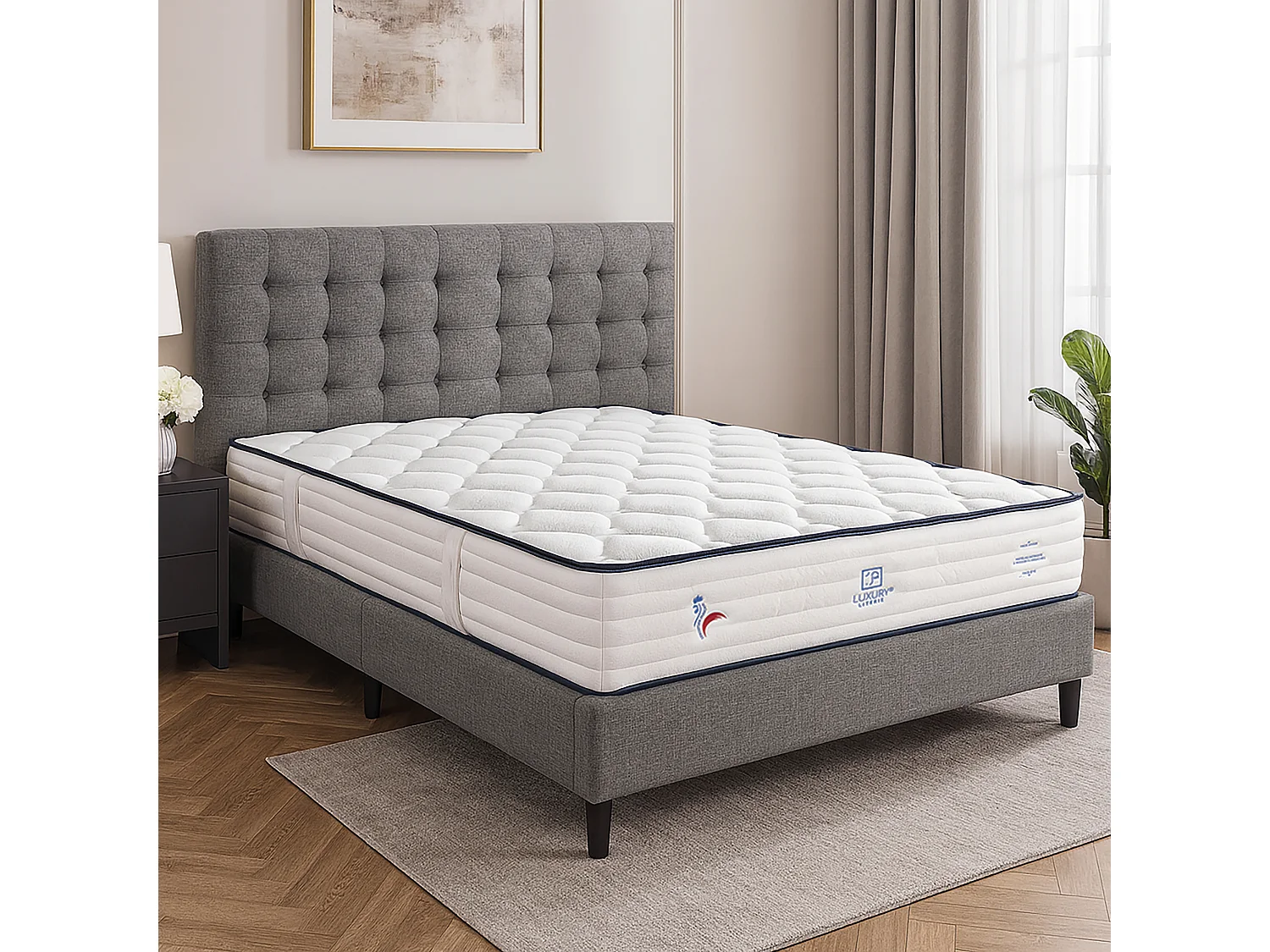 Matelas Patriote, 30cm, Ressorts Ensachés, mousse haute densité , indépendance du couchage, réversible
