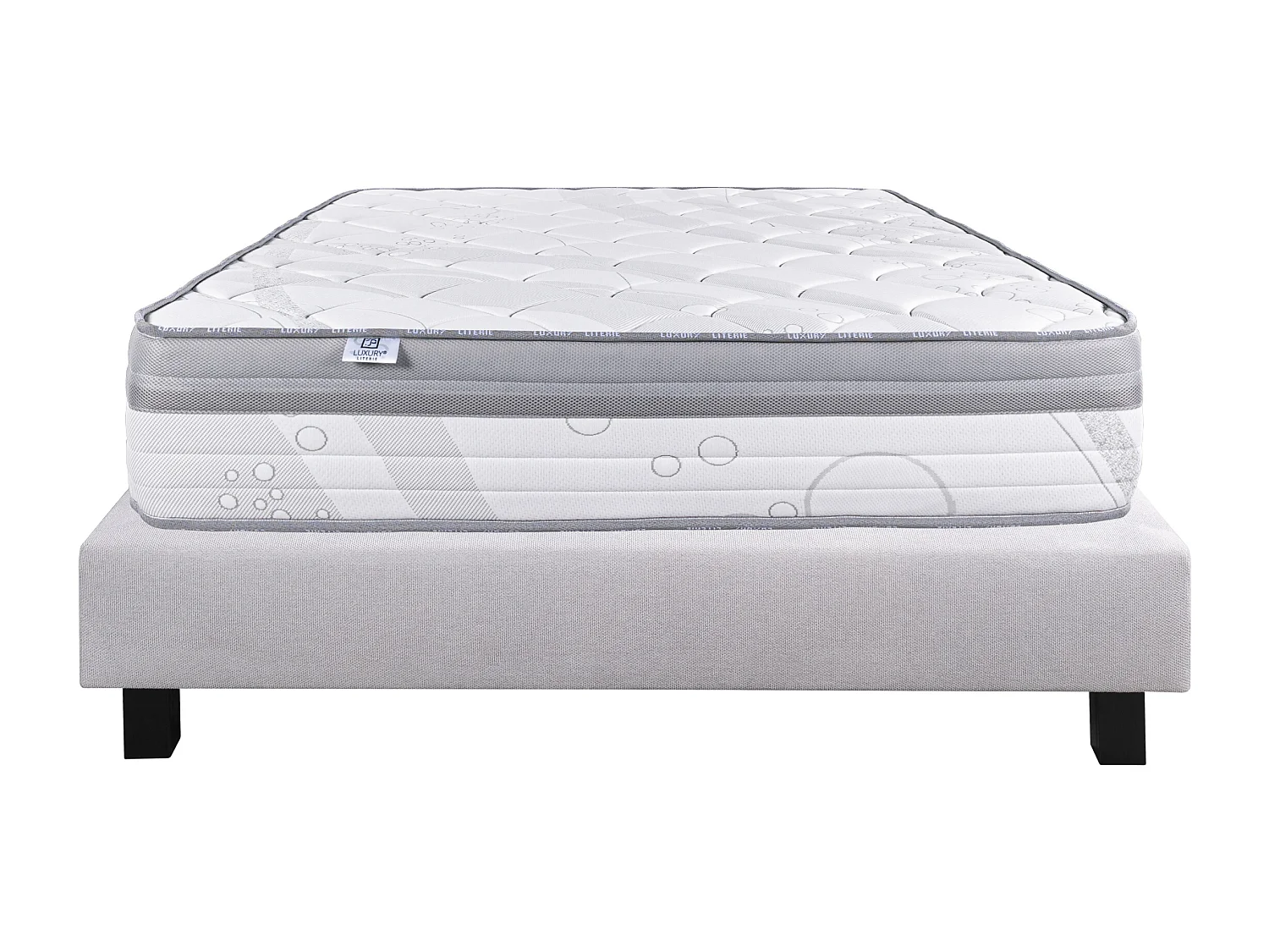 Ensemble matelas Relaxation, 27 cm, ressorts ensachés, Equilibré, réversible + sommier gris ep20cm