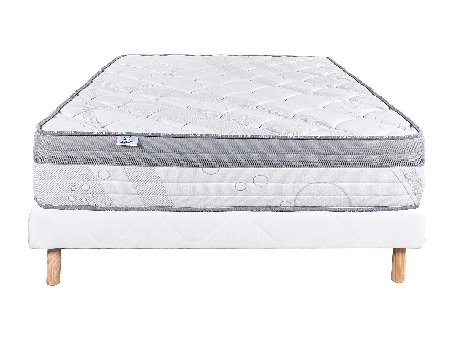 Ensemble matelas Relaxation, 27 cm, ressorts ensachés, Equilibré, réversible + sommier blanc ep 13cm