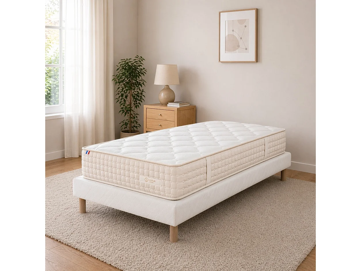 Ensemble matelas Sublime, 20 cm, mousse haute densité, ferme, réversible + sommier blanc ep 13cm