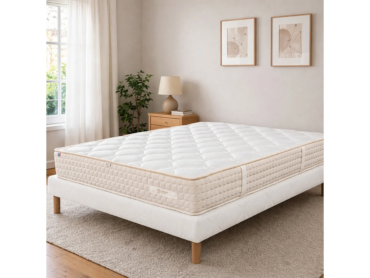 Ensemble matelas Sublime, 20 cm, mousse haute densité, ferme, réversible + sommier blanc ep 13cm