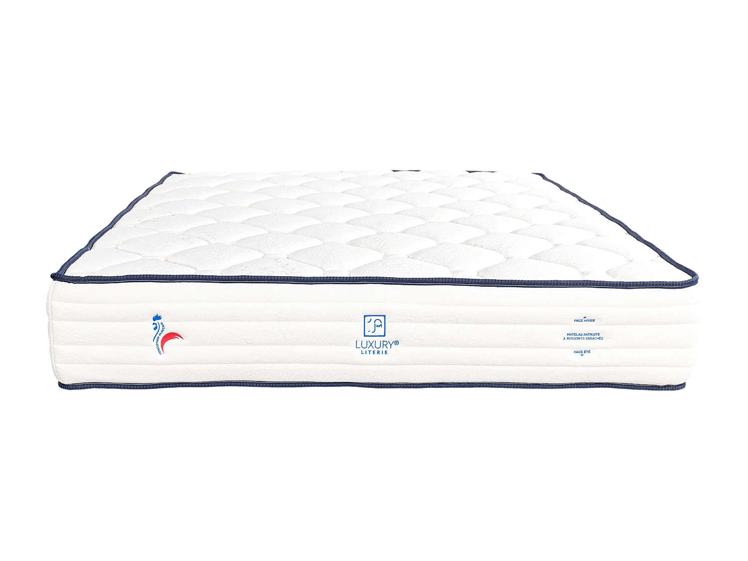 Ensemble matelas Patriote, 30 cm, ressorts ensachés, ferme, réversible + sommier beige ep20cm + oreiller + couette