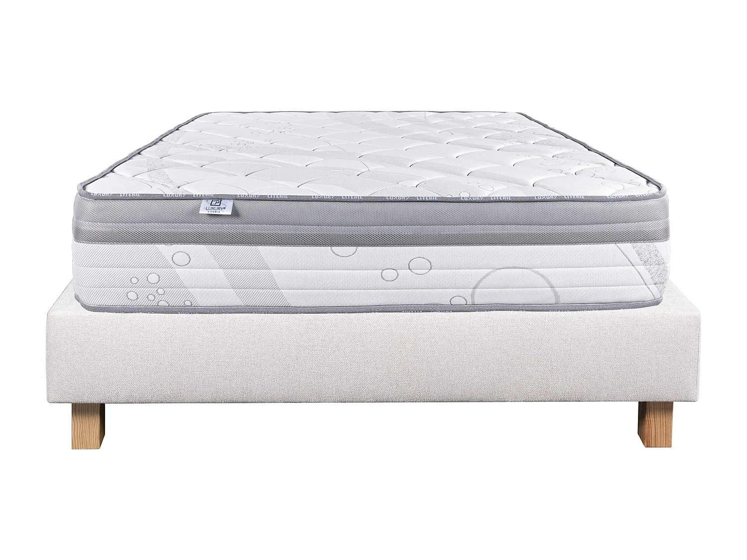 Ensemble matelas Relaxation, 27 cm, ressorts ensachés, Equilibré, réversible + sommier beige ep20cm