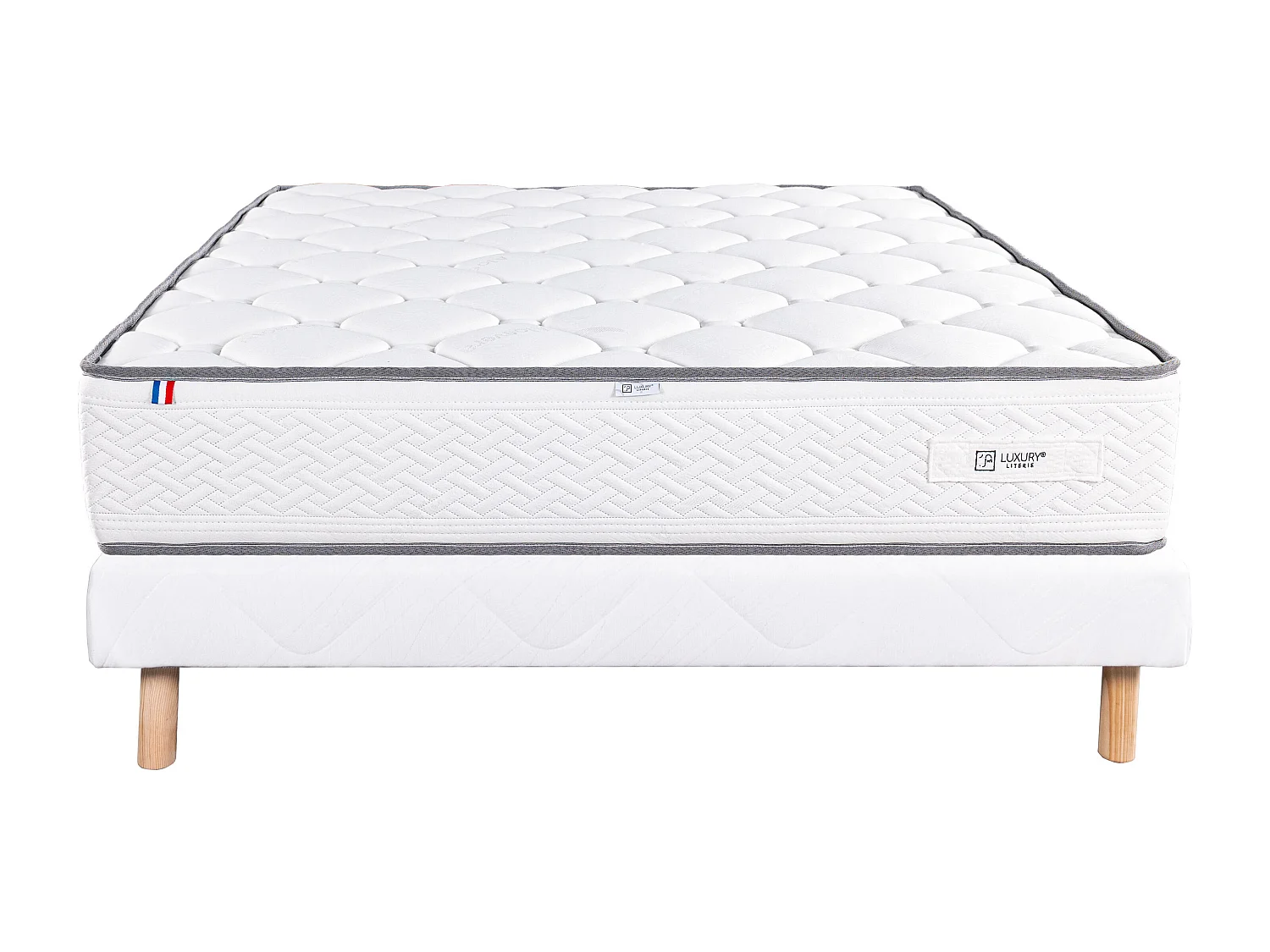 Ensemble matelas Iris, 20 cm, mousse haute densité, ferme, réversible + sommier blanc ep 13cm