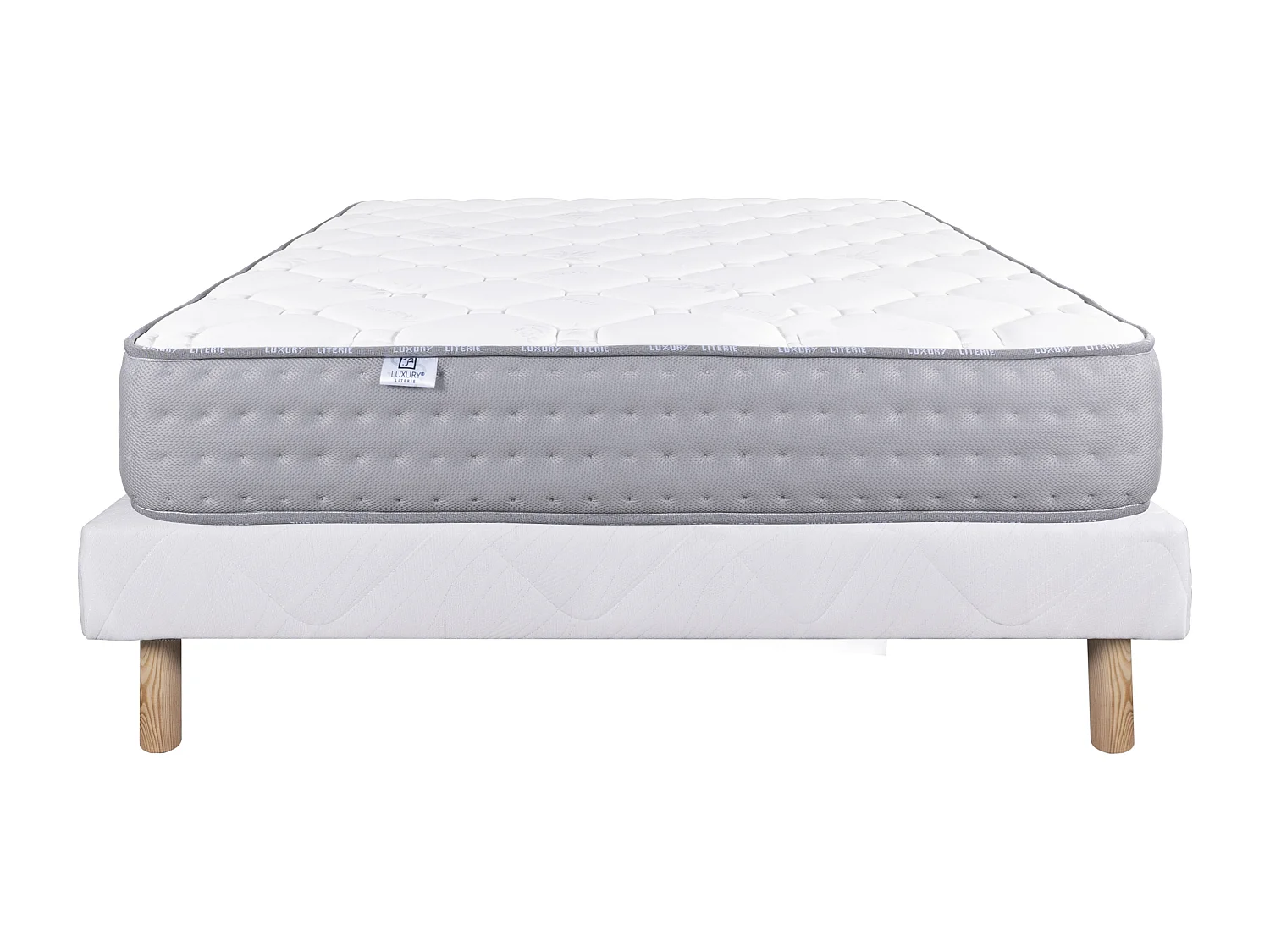 Ensemble matelas Zen, 20 cm, mousse haute densité, ferme, réversible + sommier blanc ep 13cm